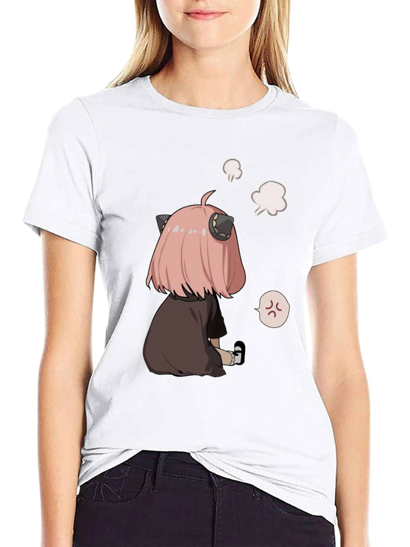 Black Anime Character Graphic Print Black T-Shirt view 9