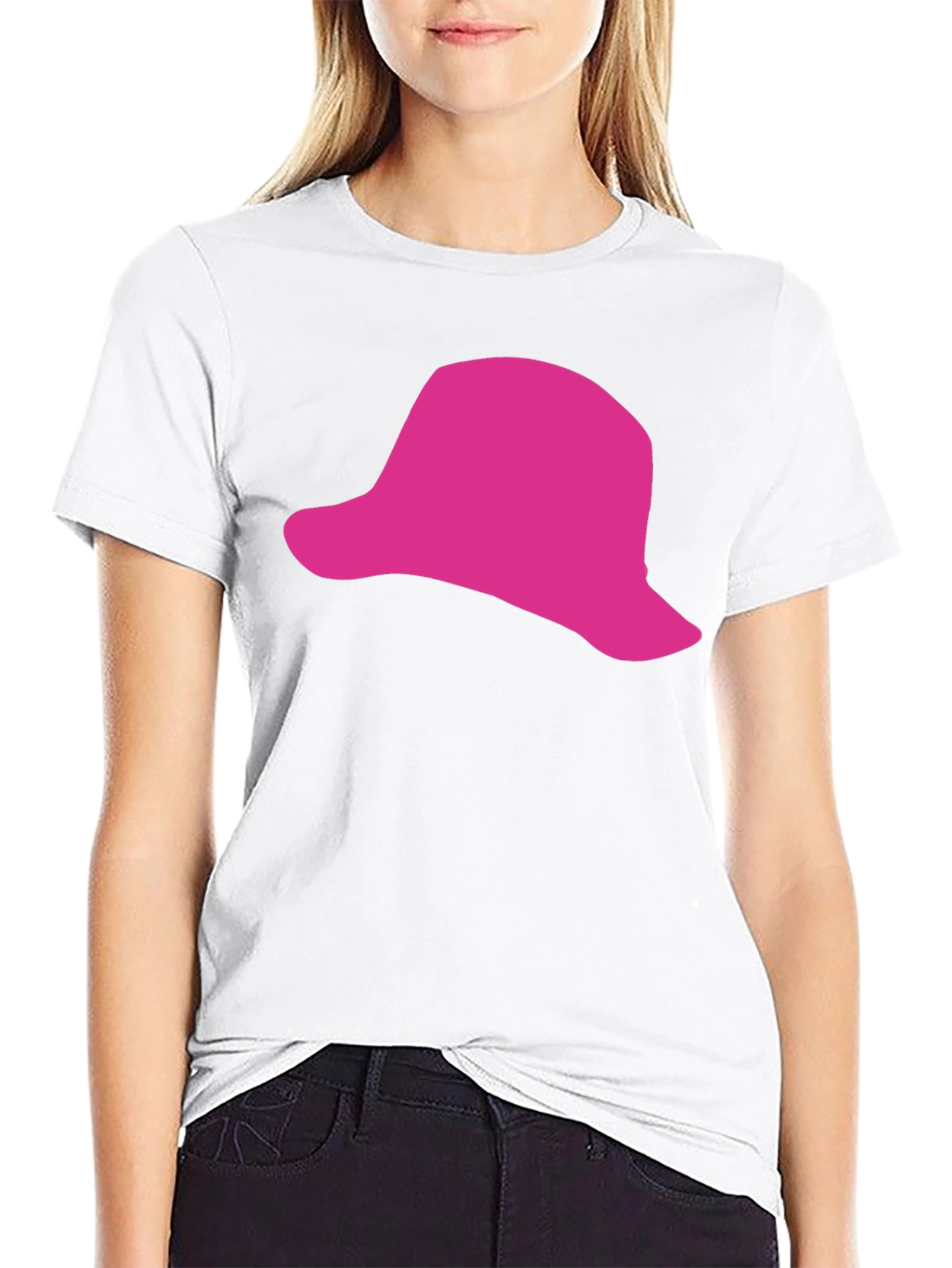 Black Pink Hat Graphic Black T-Shirt - Casual Style view 9