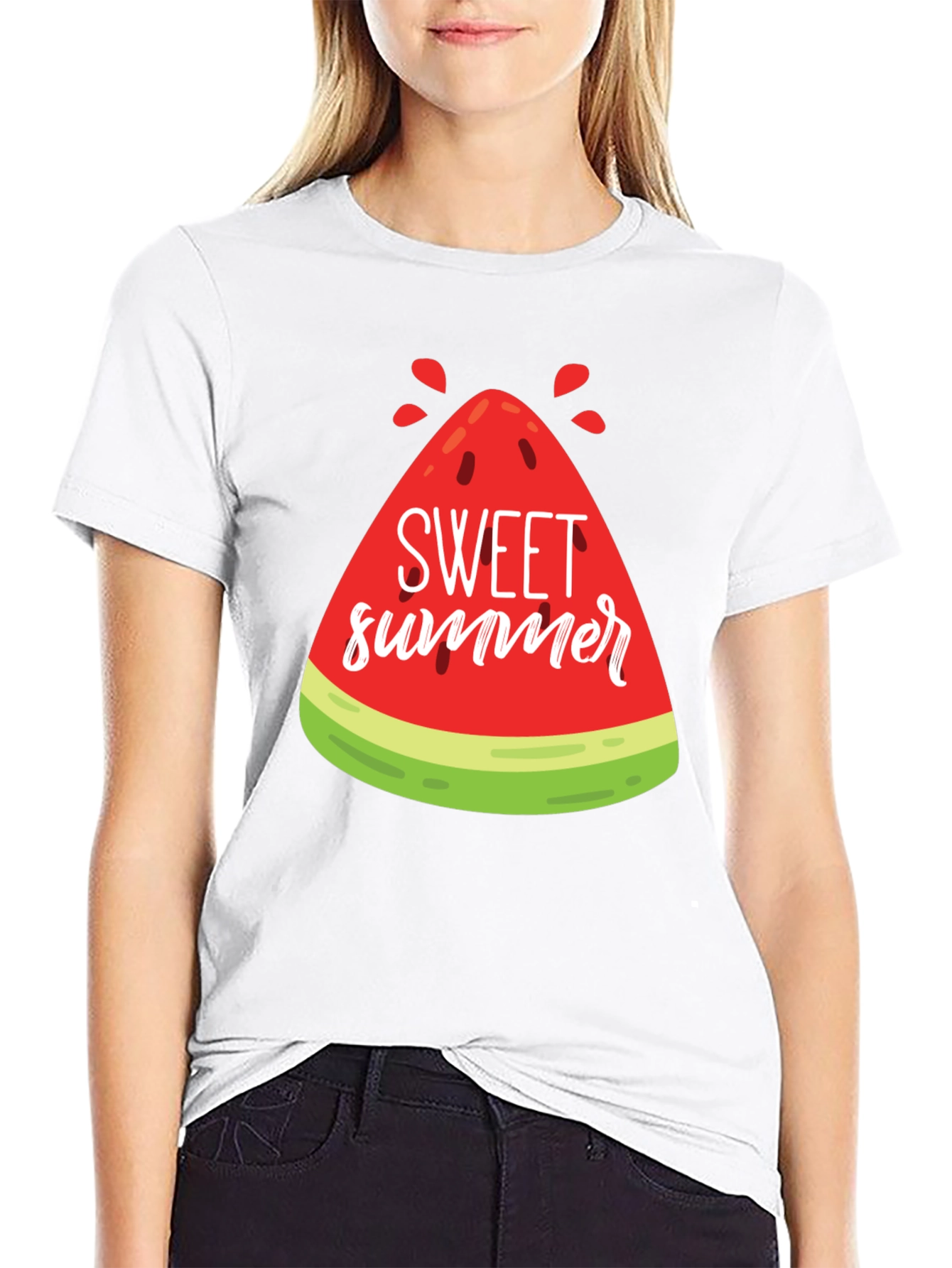 Black Sweet Summer Watermelon Graphic Tee view 9