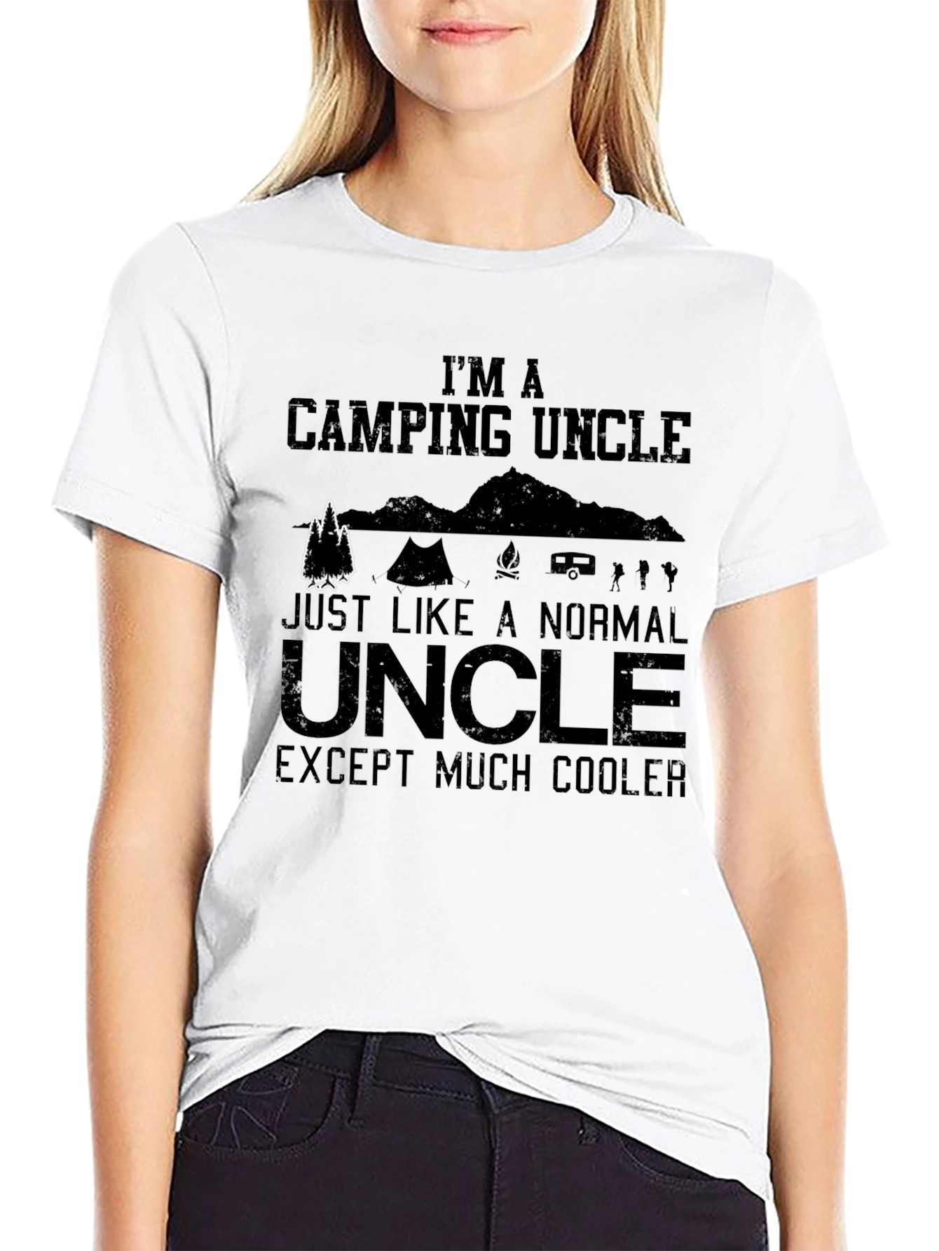 Black Camping Uncle T-Shirt - Funny Cool Graphic Tee view 9