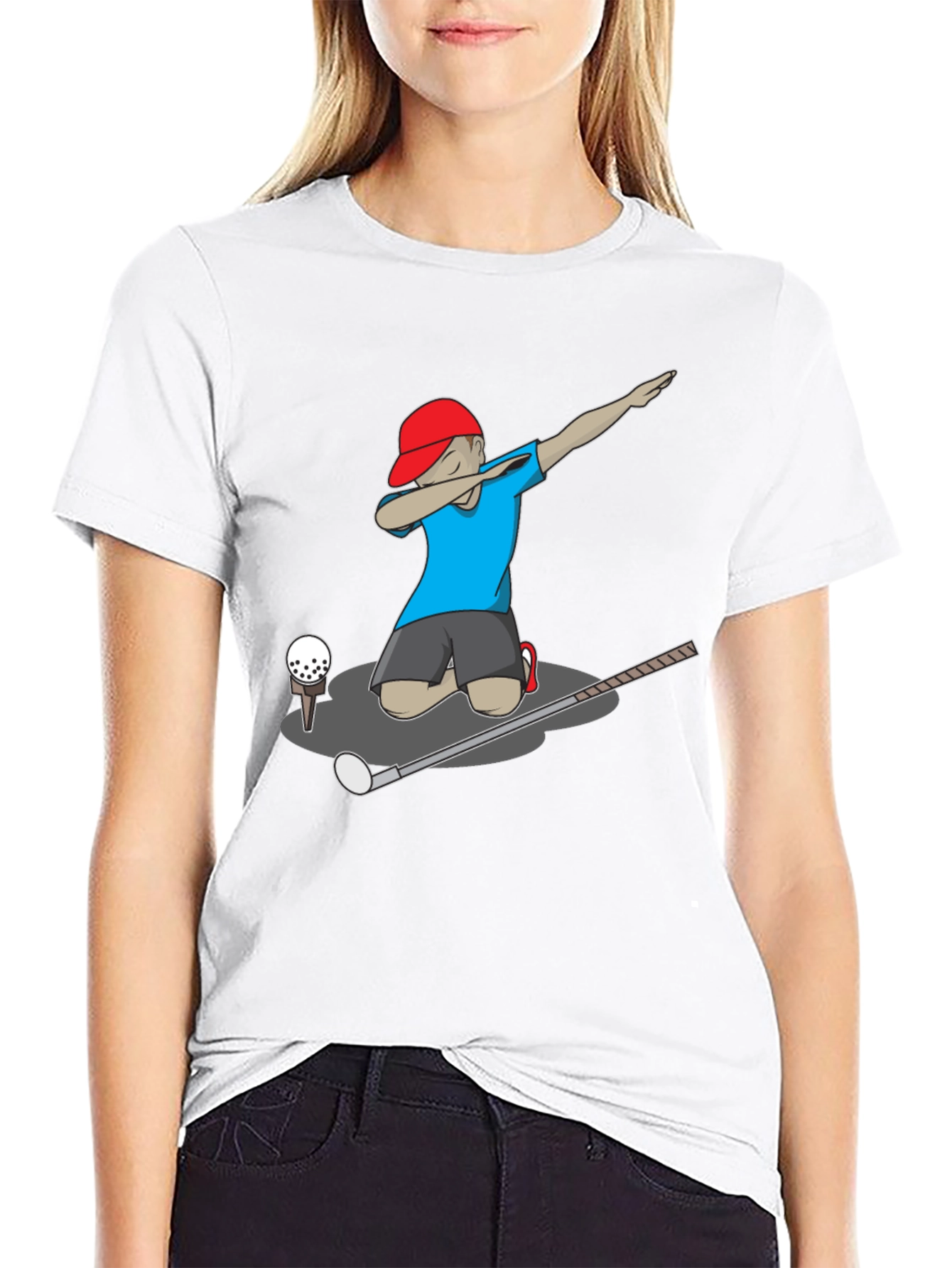 Black Dabbing Golfer Graphic T-Shirt view 9