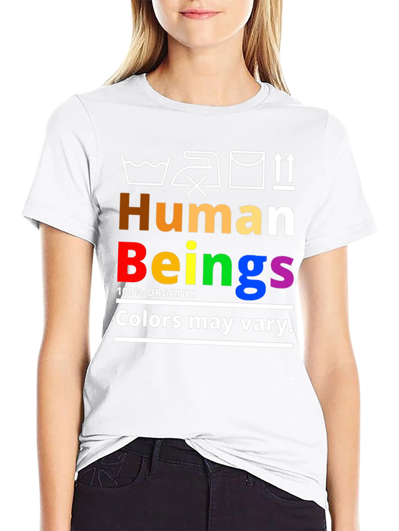 Black Human Beings Organic Rainbow Pride T-Shirt view 9