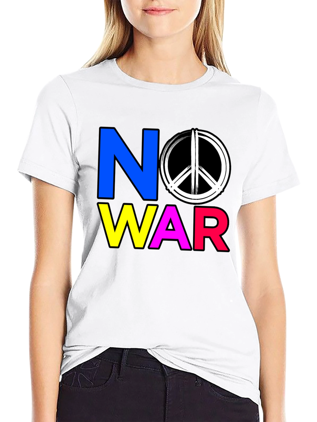 Black No War Graphic T-Shirt - Peace Symbol Tee view 9