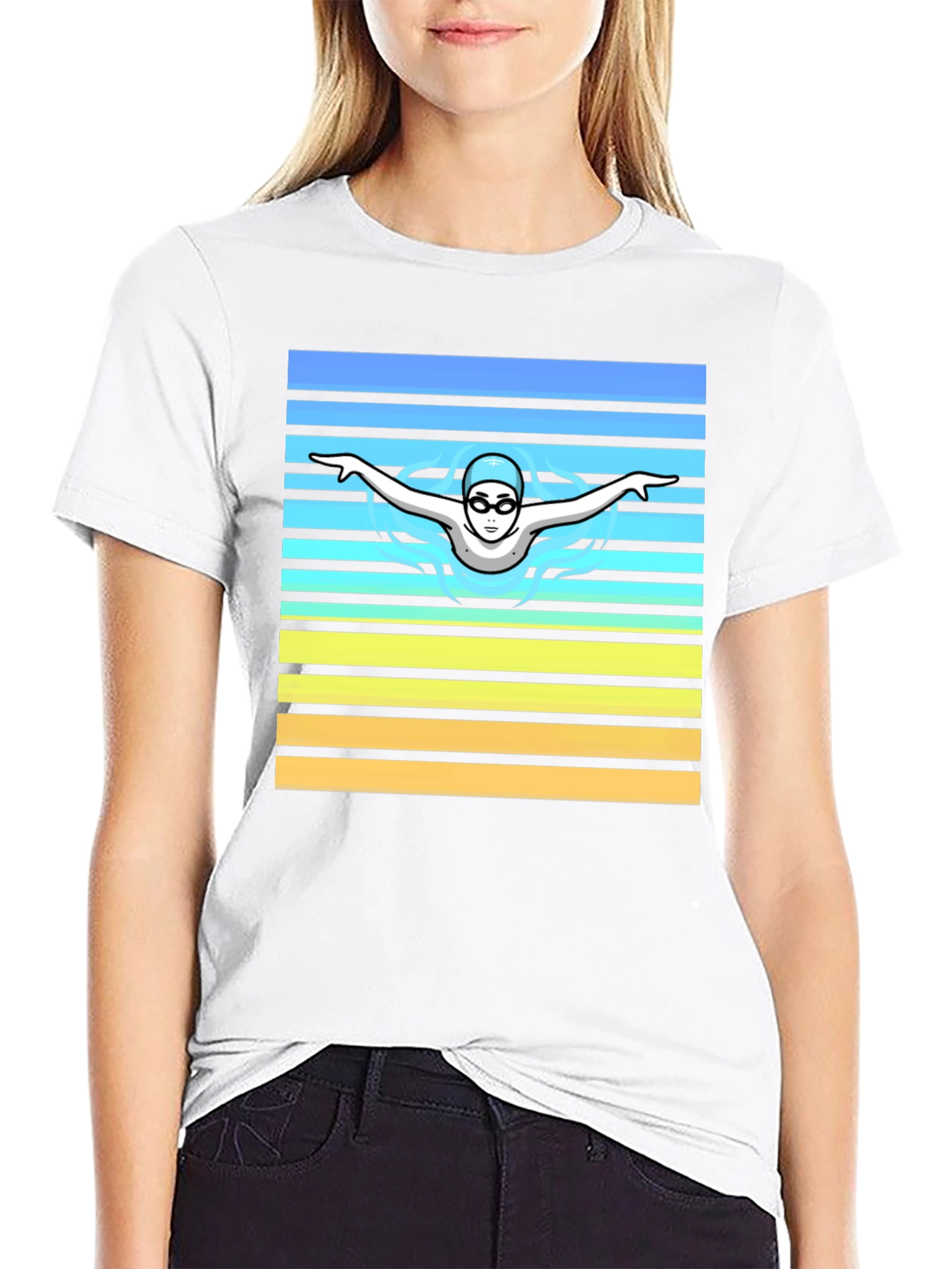 Black Swimmer Graphic Tee - Retro Style view 9