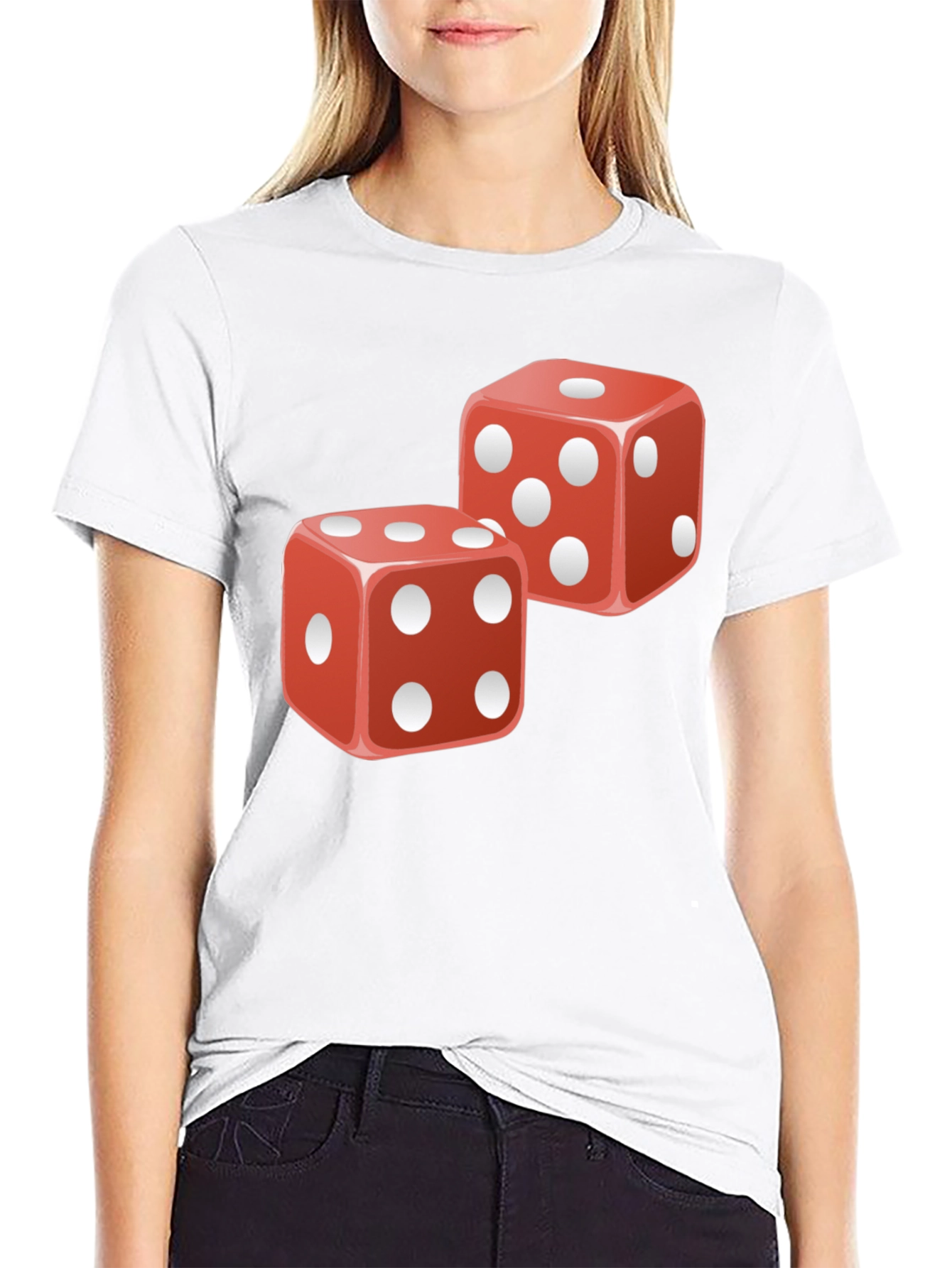 Lucky Dice Graphic T-Shirt - Black Cotton Tee - 9
