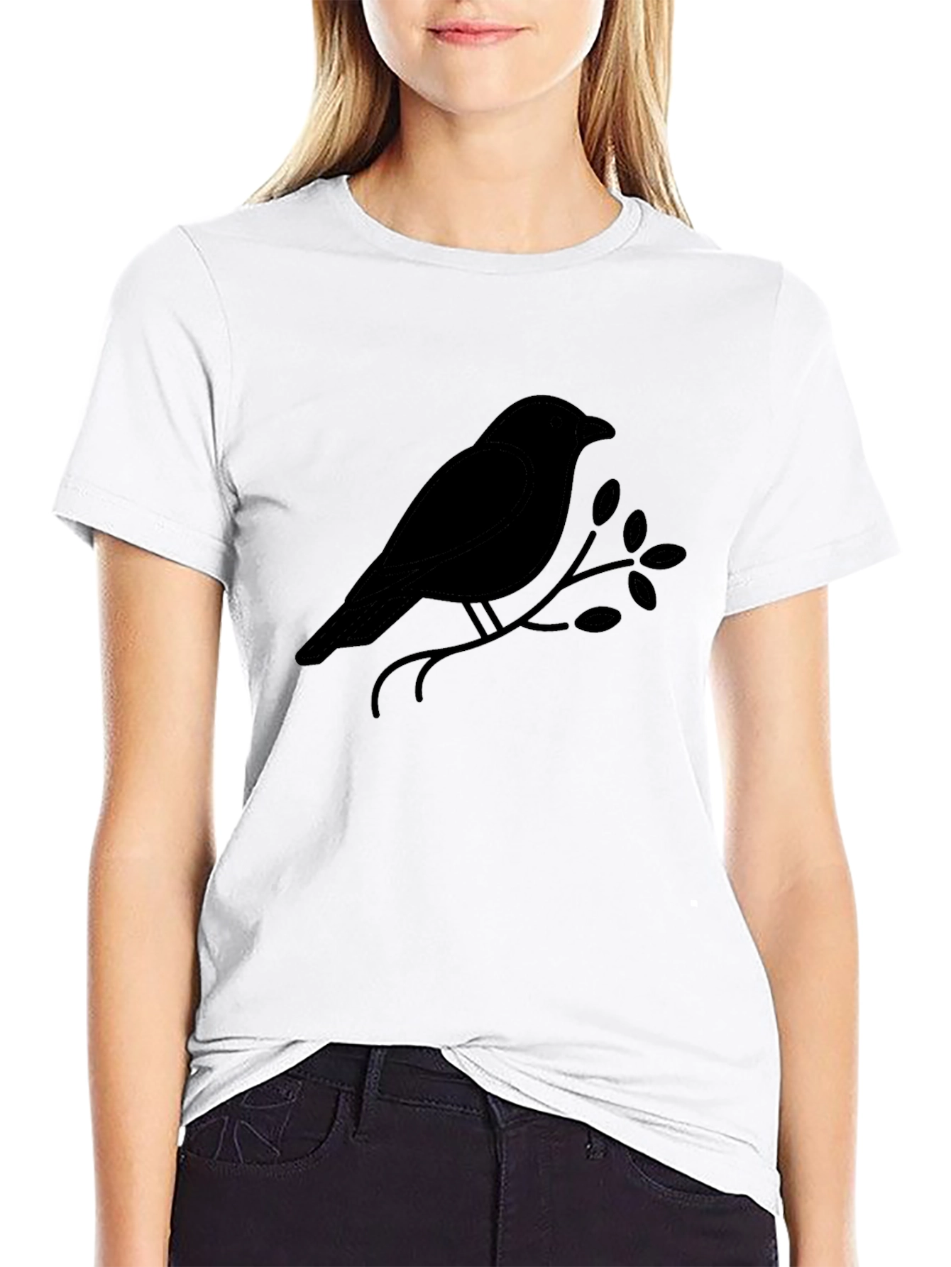 Black Black Bird on Branch Graphic T-Shirt - Mens view 9