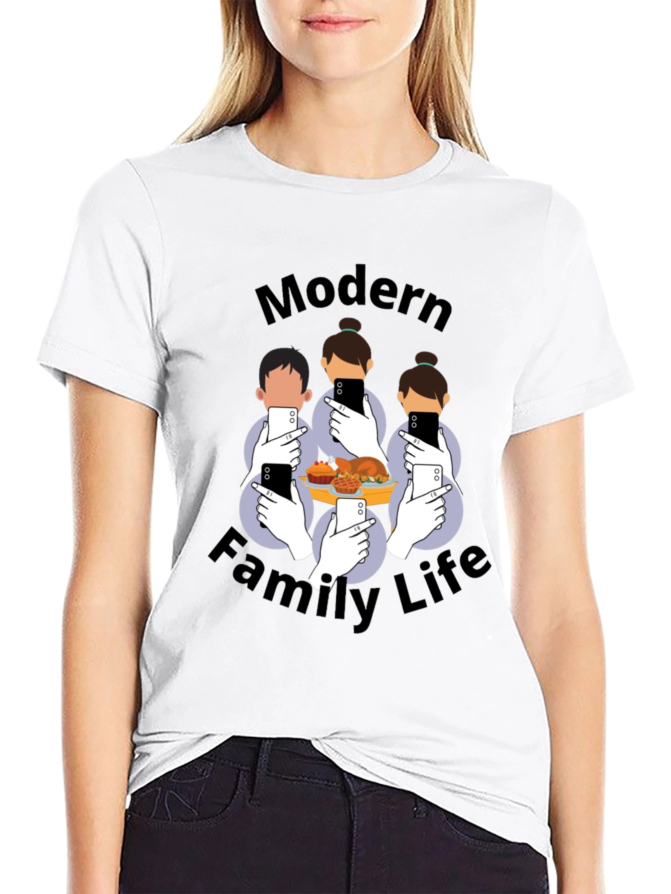 Black Modern Family Life T-Shirt - Social Media Thanksgiving Tee view 9