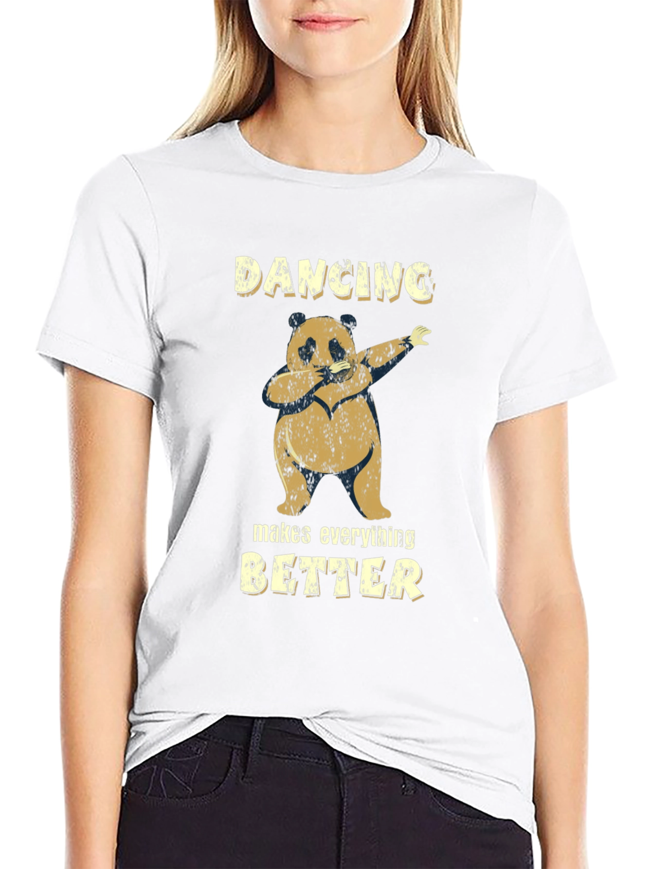 Black Dancing Panda Graphic Tee - Makes Everything Better view 9