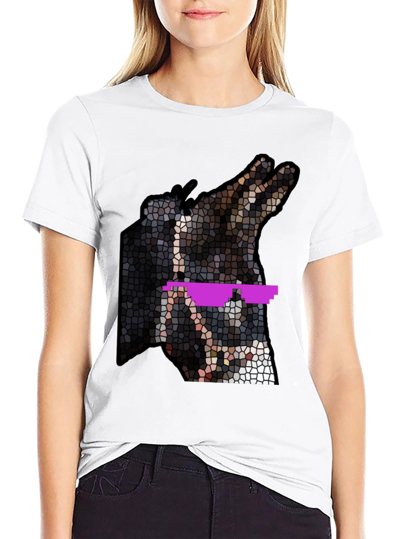Black Cool Dog Mosaic T-Shirt view 9
