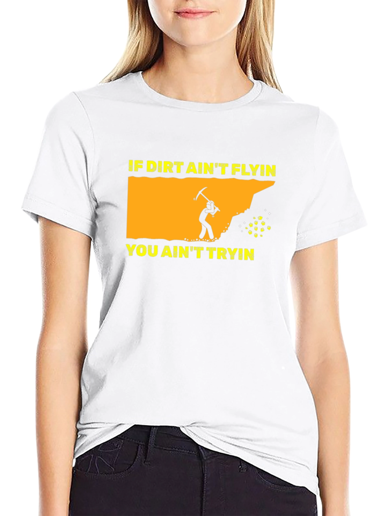 Black Miner Graphic T-Shirt: "If Dirt Ain't Flyin' You Ain't Tryin'" view 9