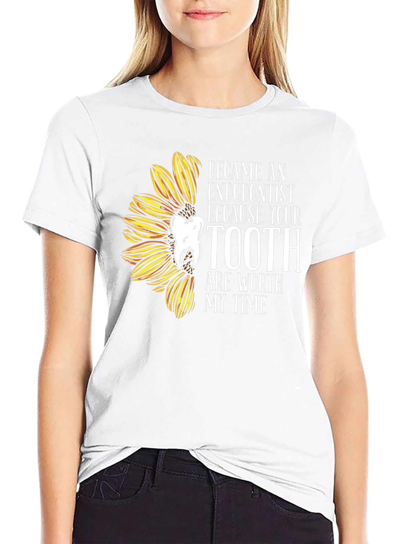 Black Endodontist Sunflower Graphic Tee view 9