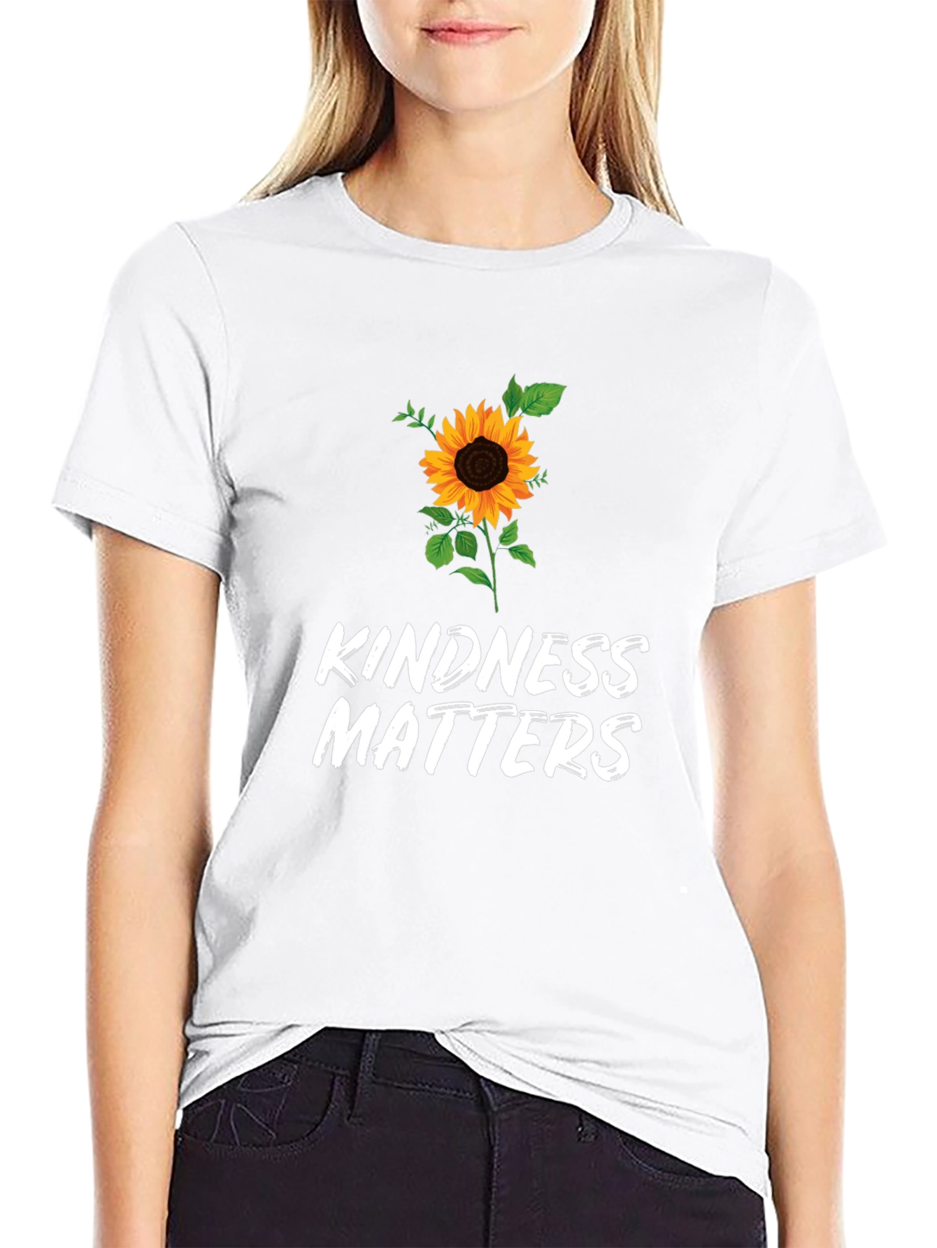 Black Kindness Matters Sunflower Graphic Tee view 9
