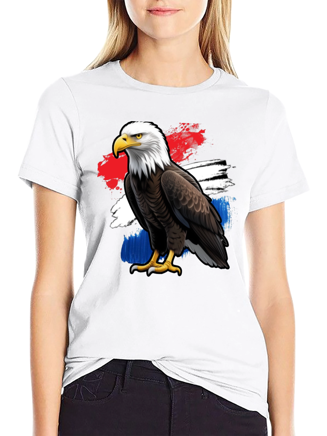 Black Patriotic Eagle Graphic Tee - Black Crew Neck T-Shirt view 9