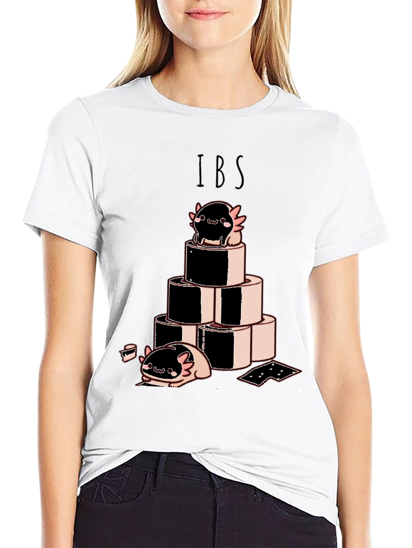 Black IBS Axolotl T-Shirt - Cute & Comfy Tee view 9