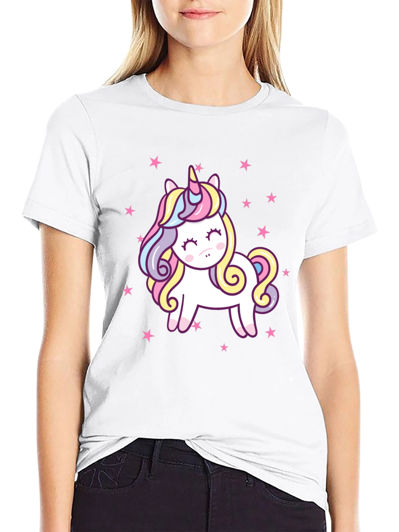 Black Unicorn Star Graphic Black T-Shirt view 9