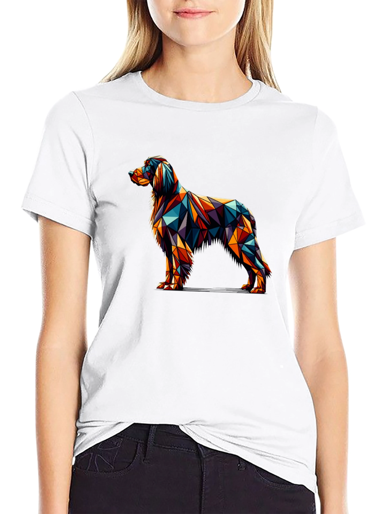 Black Geometric Dog Graphic Tee - Modern Art Shirt view 9