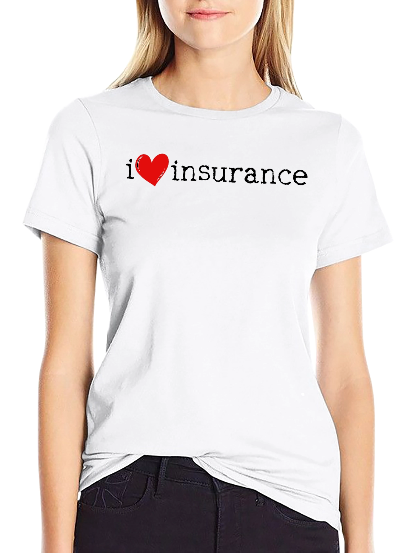 Black I Love Insurance T-Shirt Black Cotton view 9