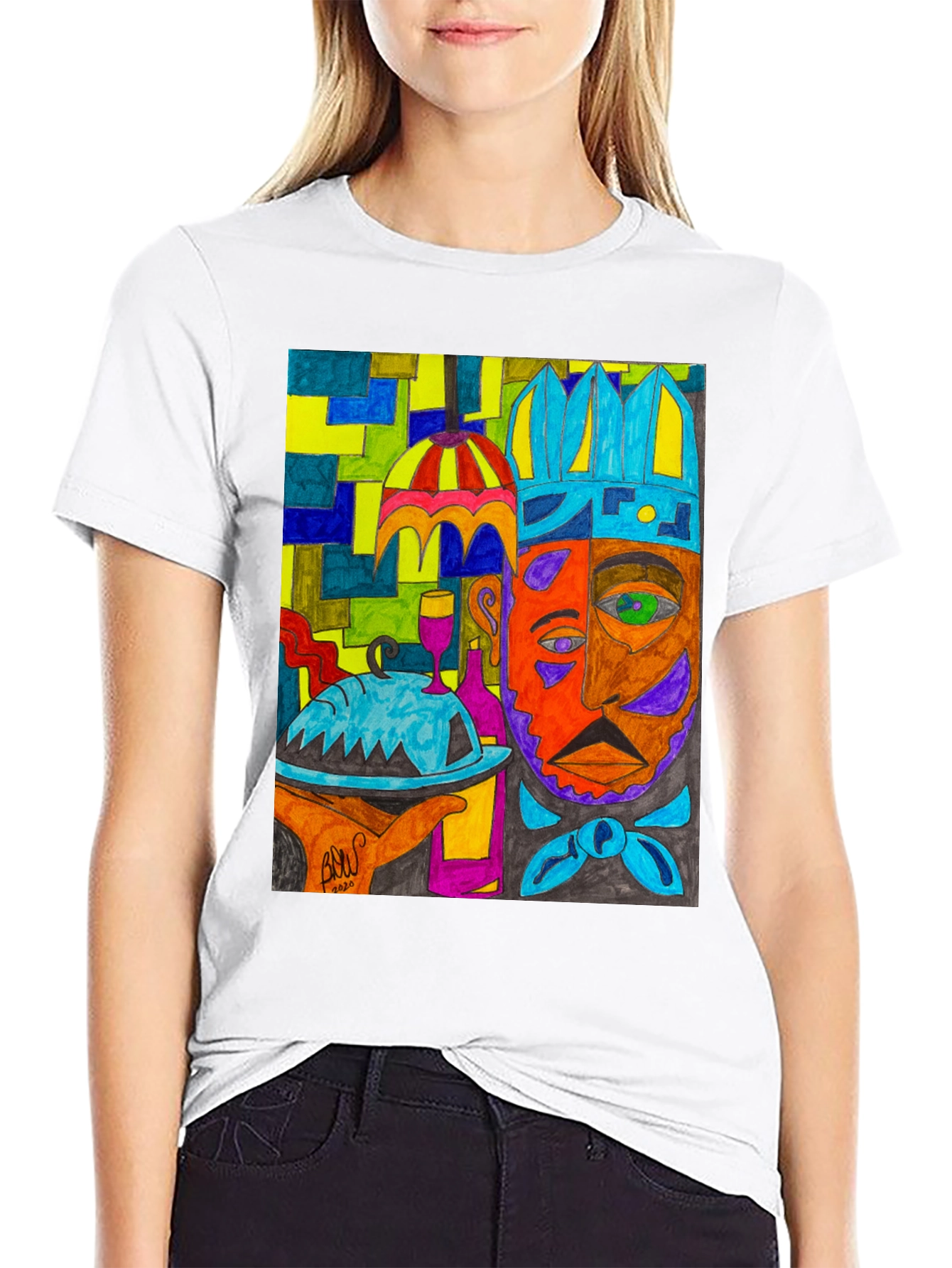 Black Artistic Graphic Print Men's Tee - Abstract Chef view 9