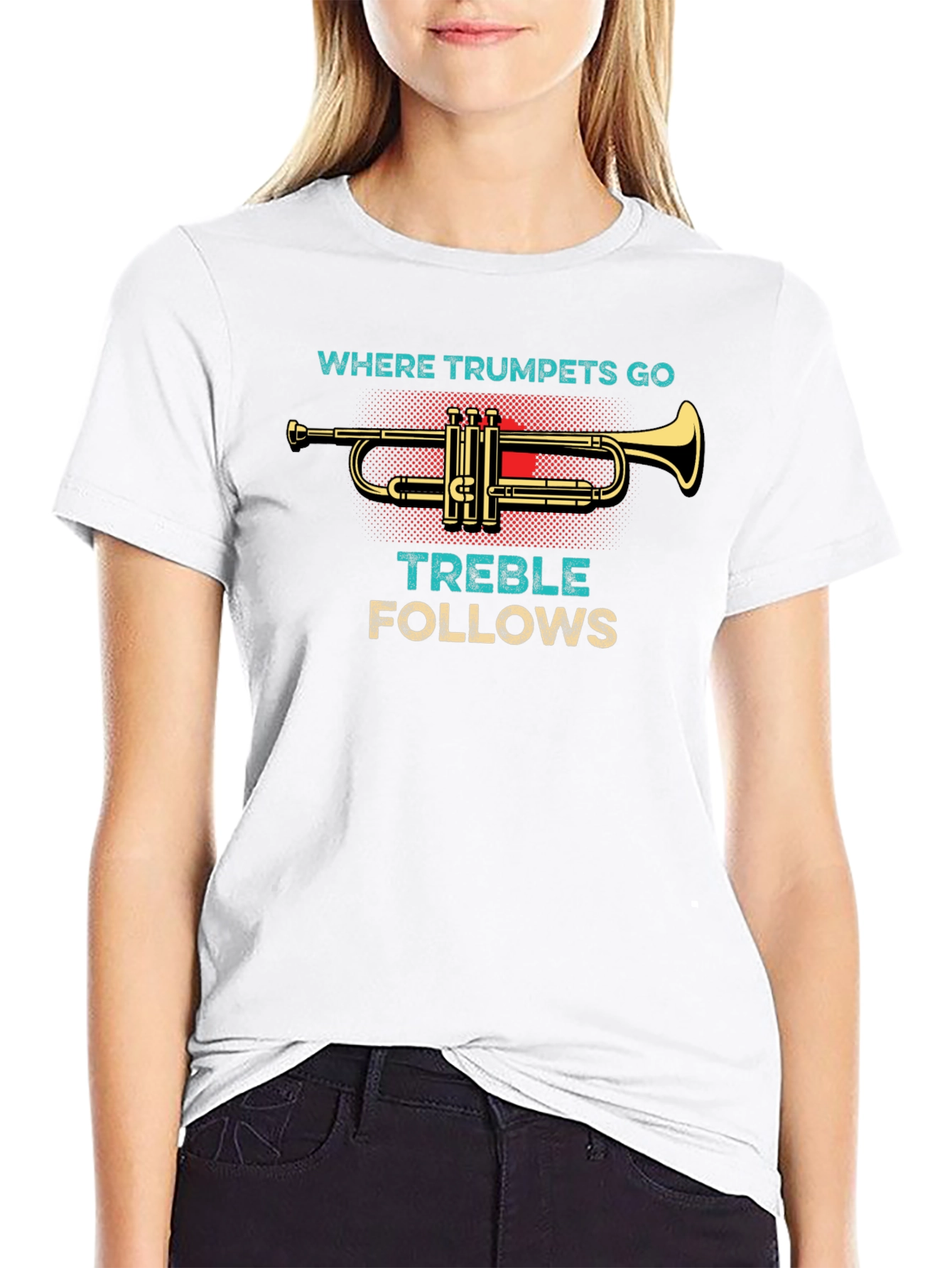 Black Where Trumpets Go Treble Follows Black T-Shirt view 9