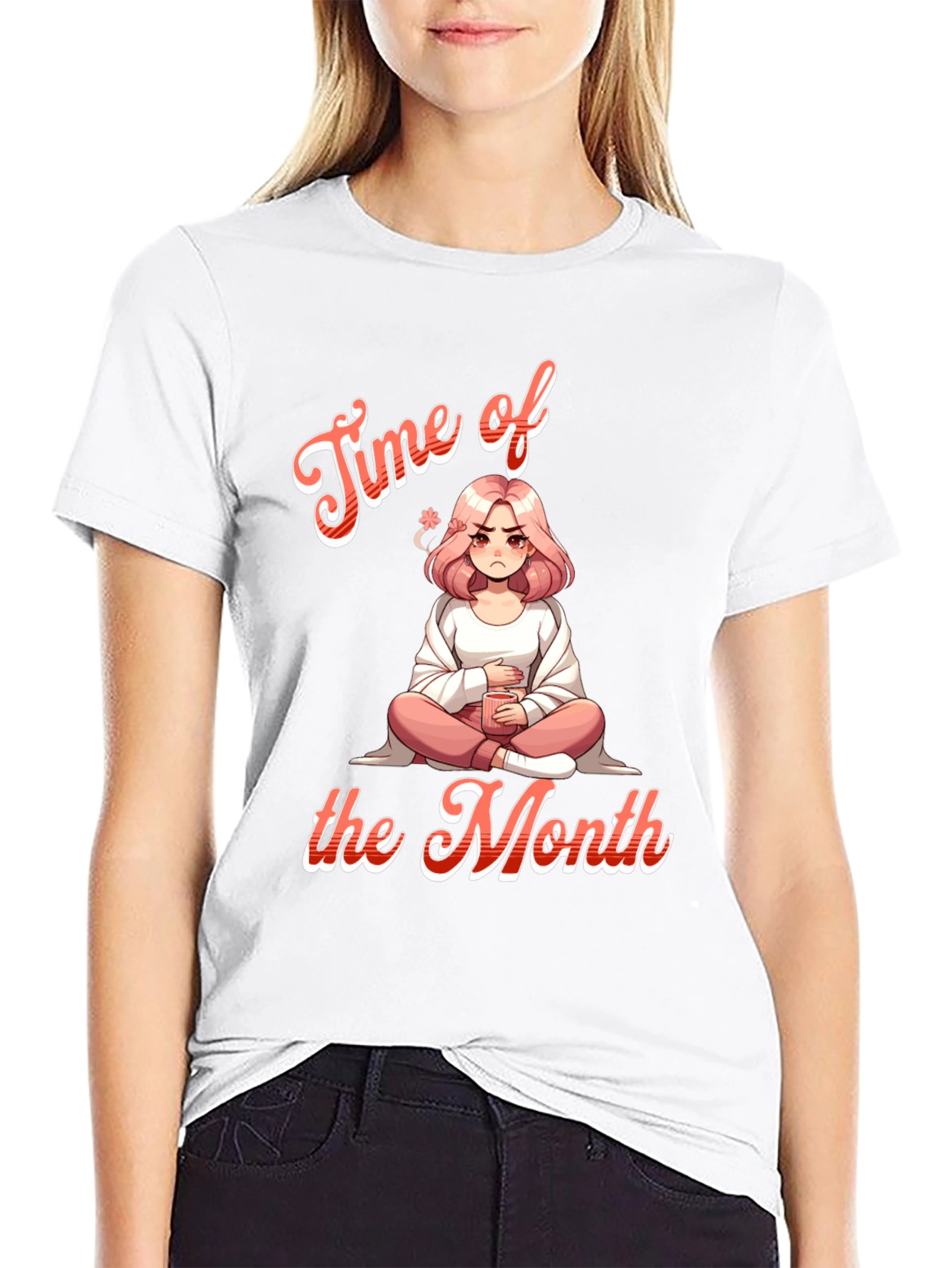 Black Time of the Month Graphic Tee - Funny Period Shirt view 9