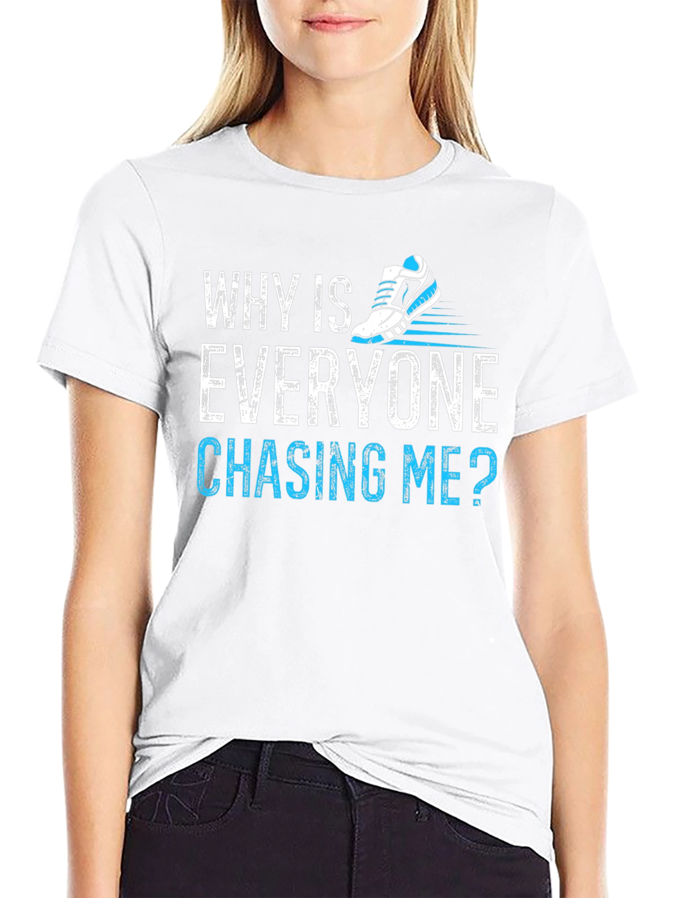 Black Why Is Everyone Chasing Me? Running T-Shirt view 9
