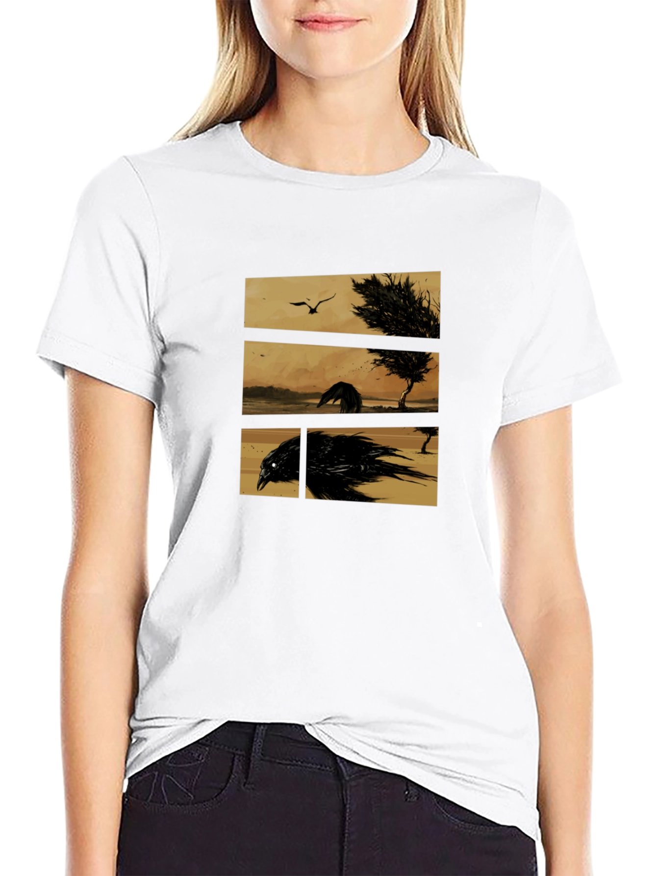 Black Raven Graphic T-Shirt - Unique Artistic Design view 9