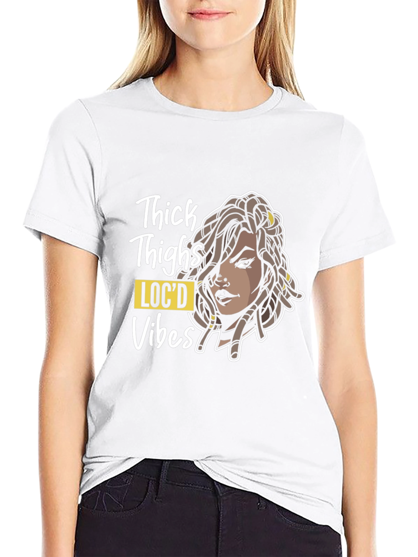 Black Thick Thighs Loc'd Vibes Graphic Tee view 9