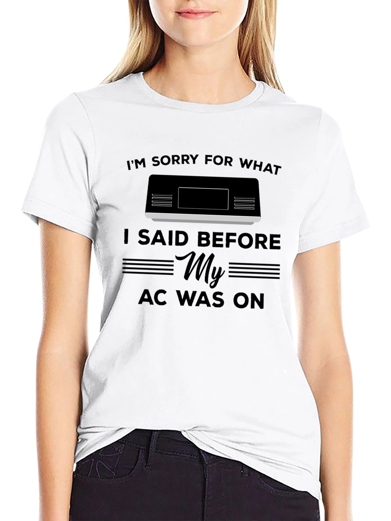 Black Funny "My AC Was On" Graphic T-Shirt view 9