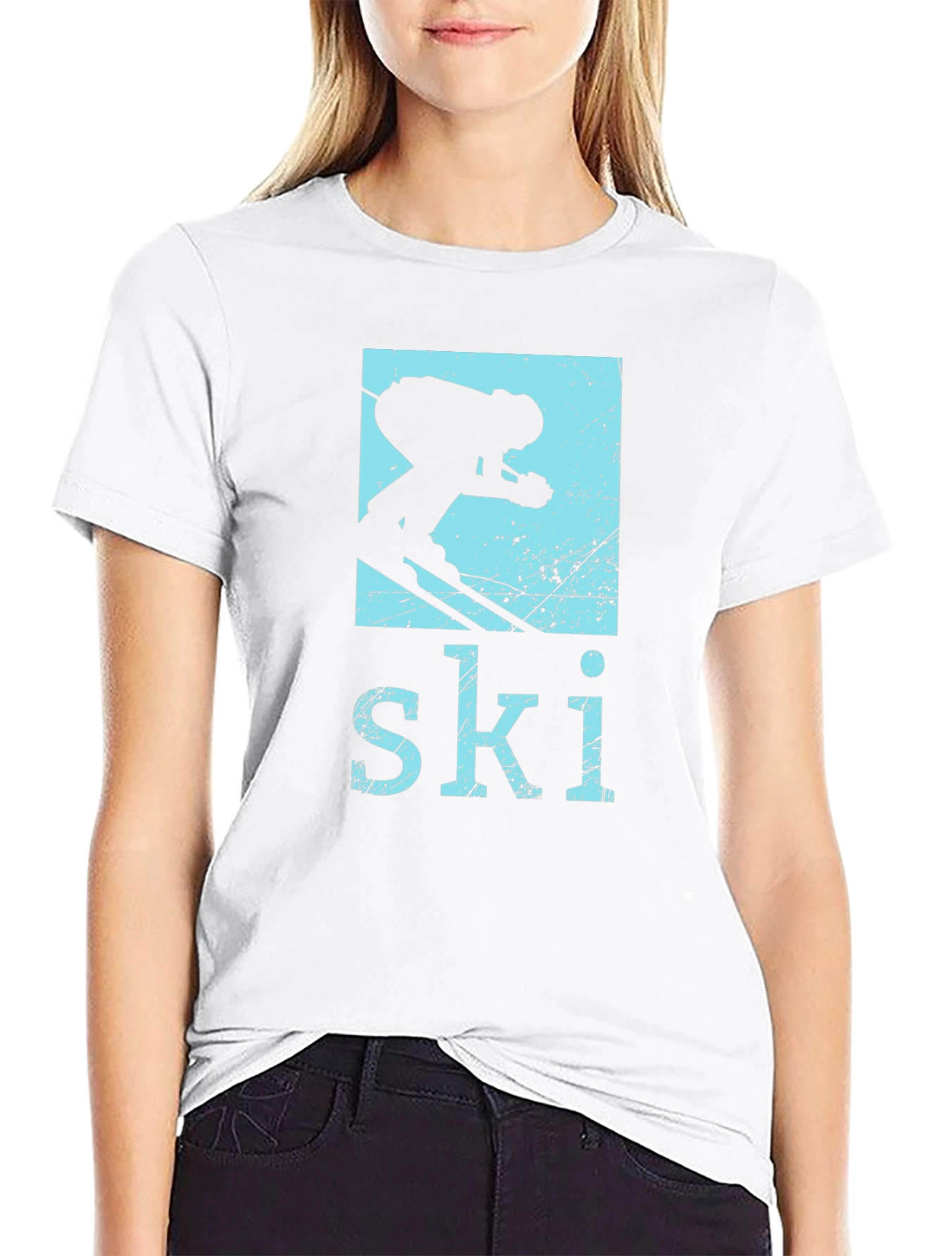 Black Retro Ski T-Shirt - Vintage Skiing Design view 9