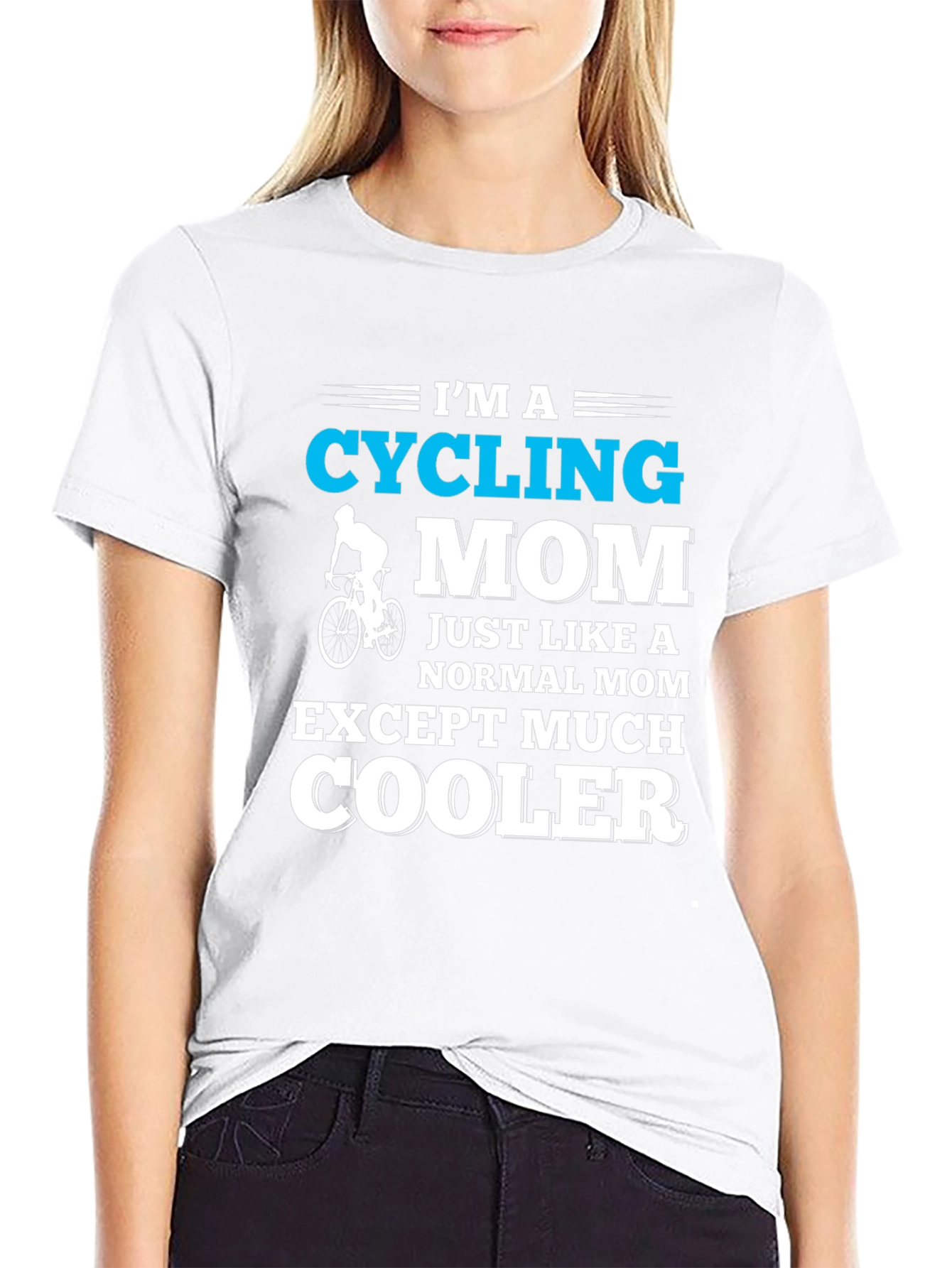 Black Cycling Mom Graphic T-Shirt - Cool Mother's Day Gift view 9