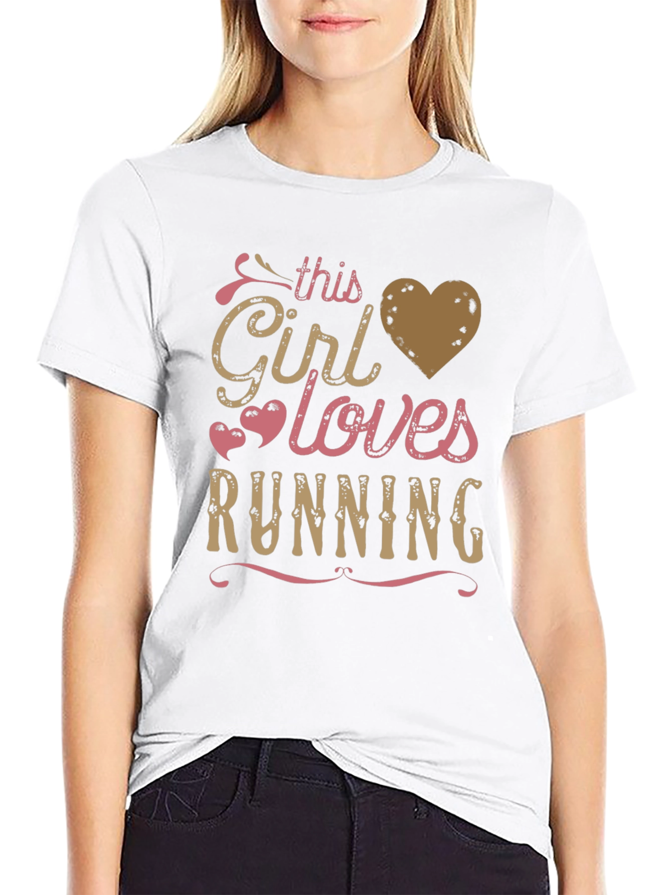 Black This Girl Loves Running - Graphic T-Shirt view 9