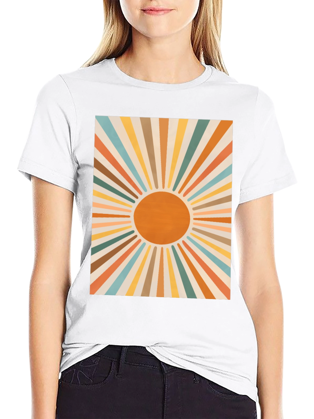 Black Retro Sunburst Graphic Tee - Black view 9