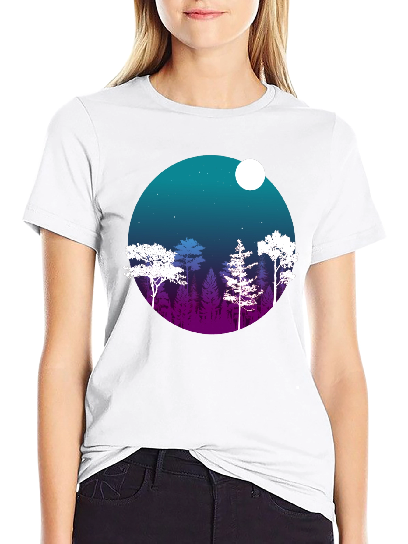 Black Night Forest Graphic Tee view 9