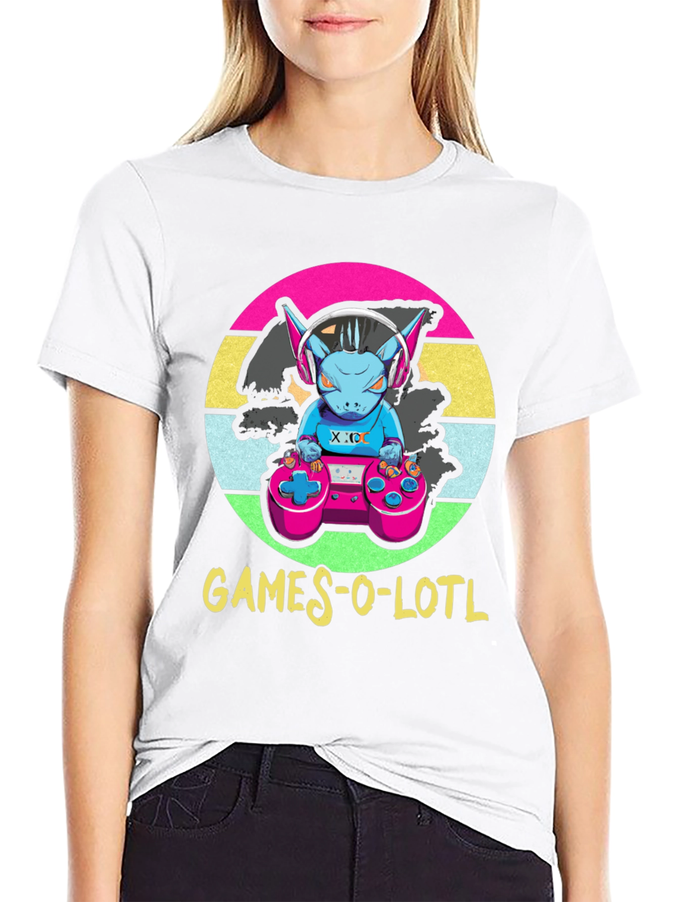 Black Games-O-Lotl T-Shirt - Retro Gamer Design view 9