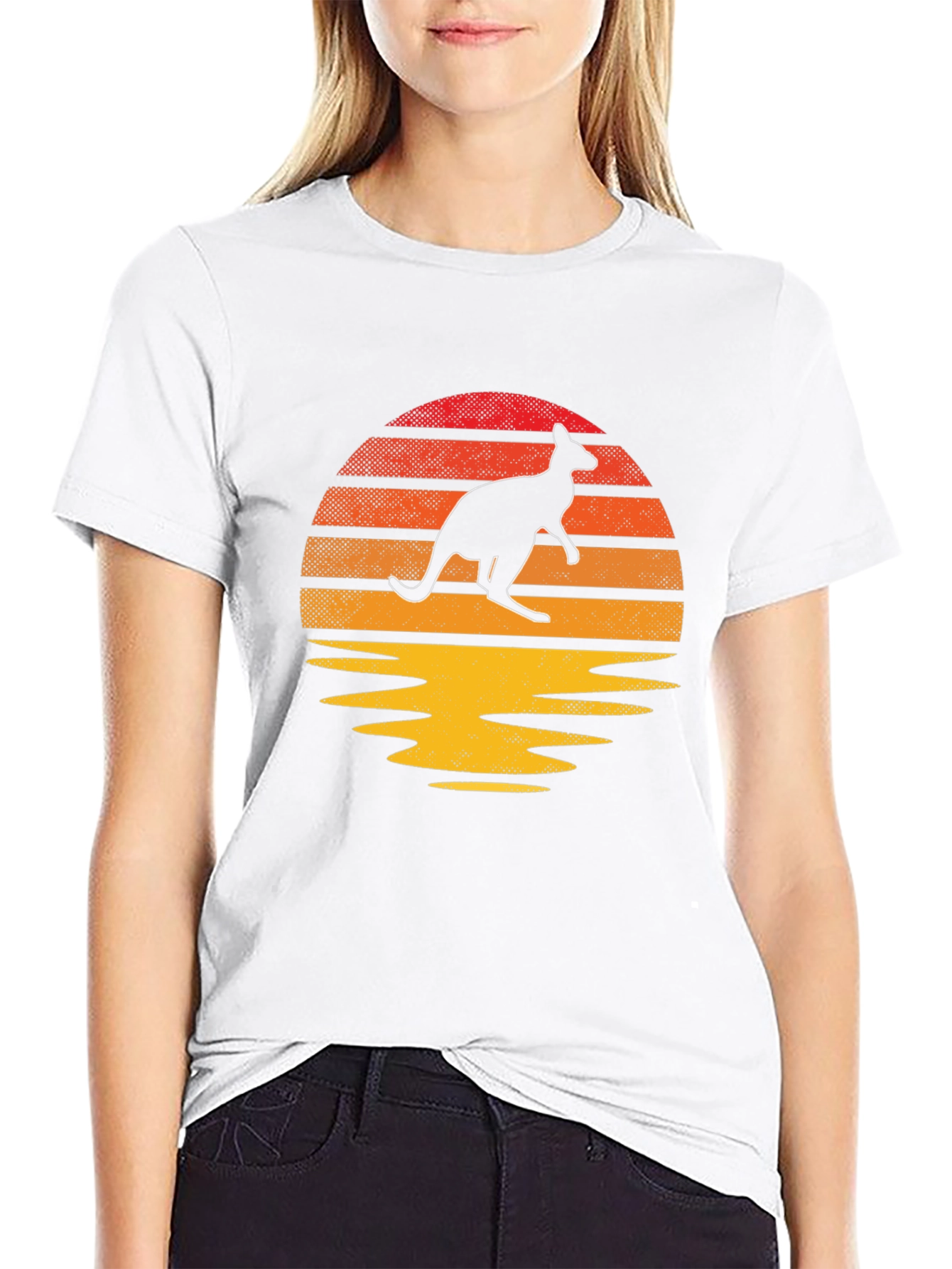 Black Retro Kangaroo Sunset T-Shirt view 9