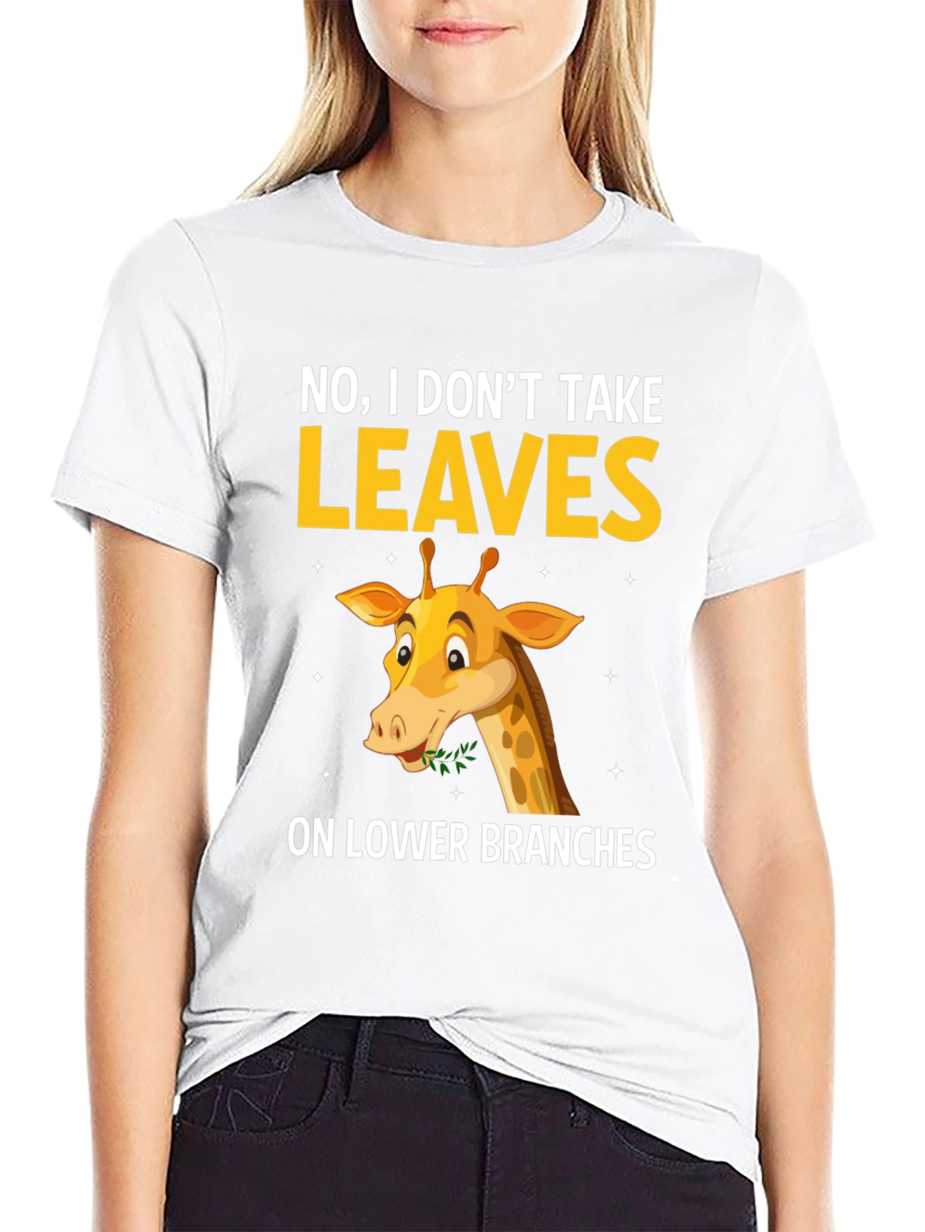 Black Funny Giraffe T-Shirt - I Don't Take Leaves view 9