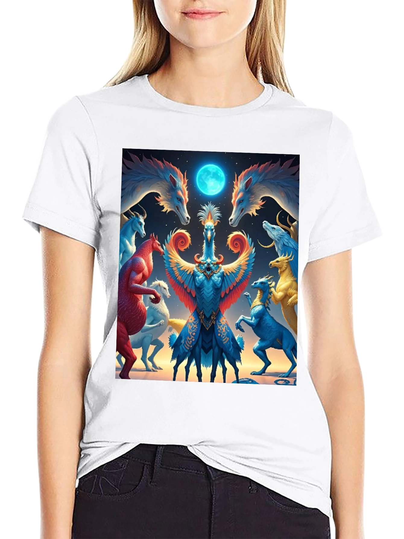 Black Mystical Creatures Graphic Tee - Unique Design view 9