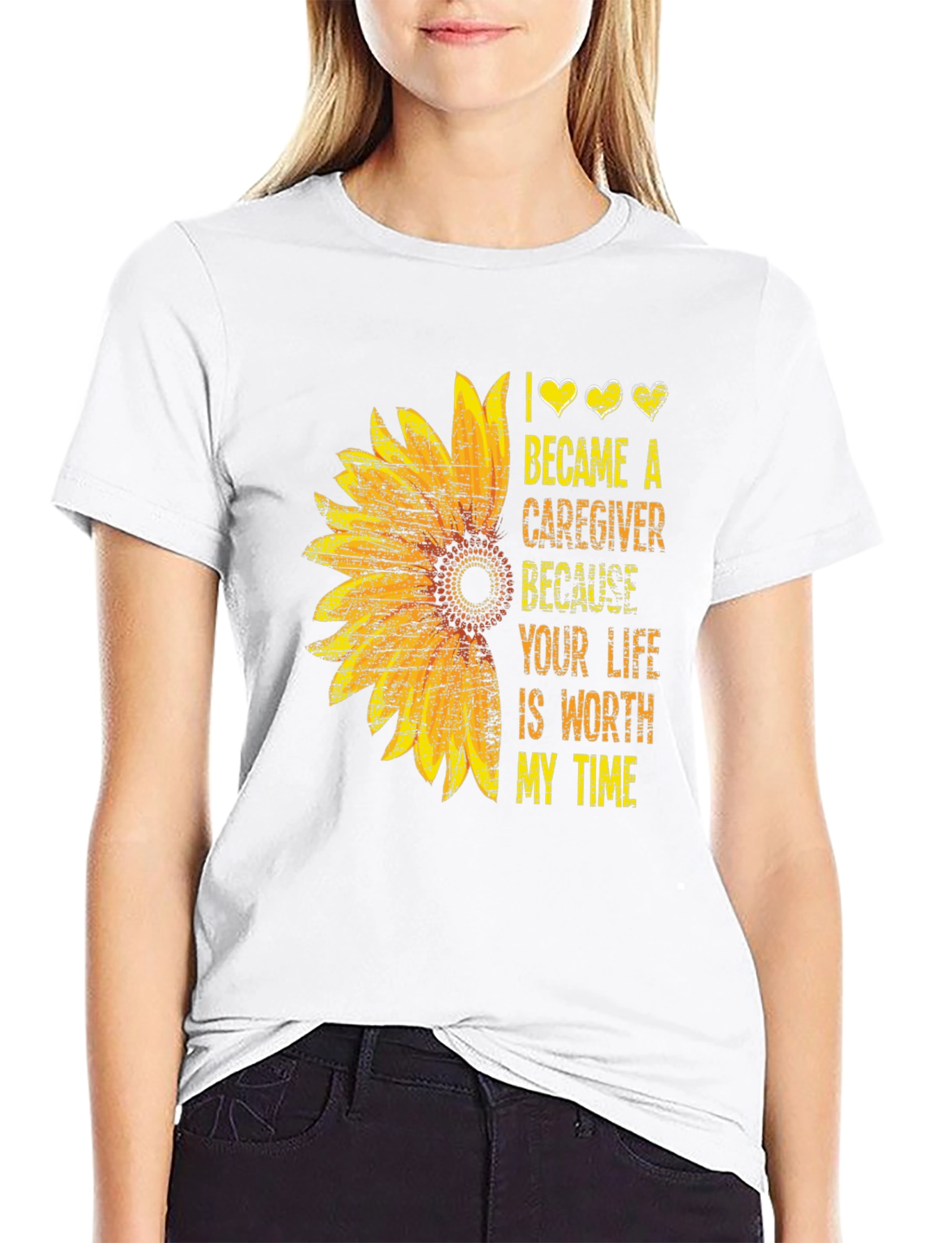 Black Sunflower Caregiver Graphic Tee view 9
