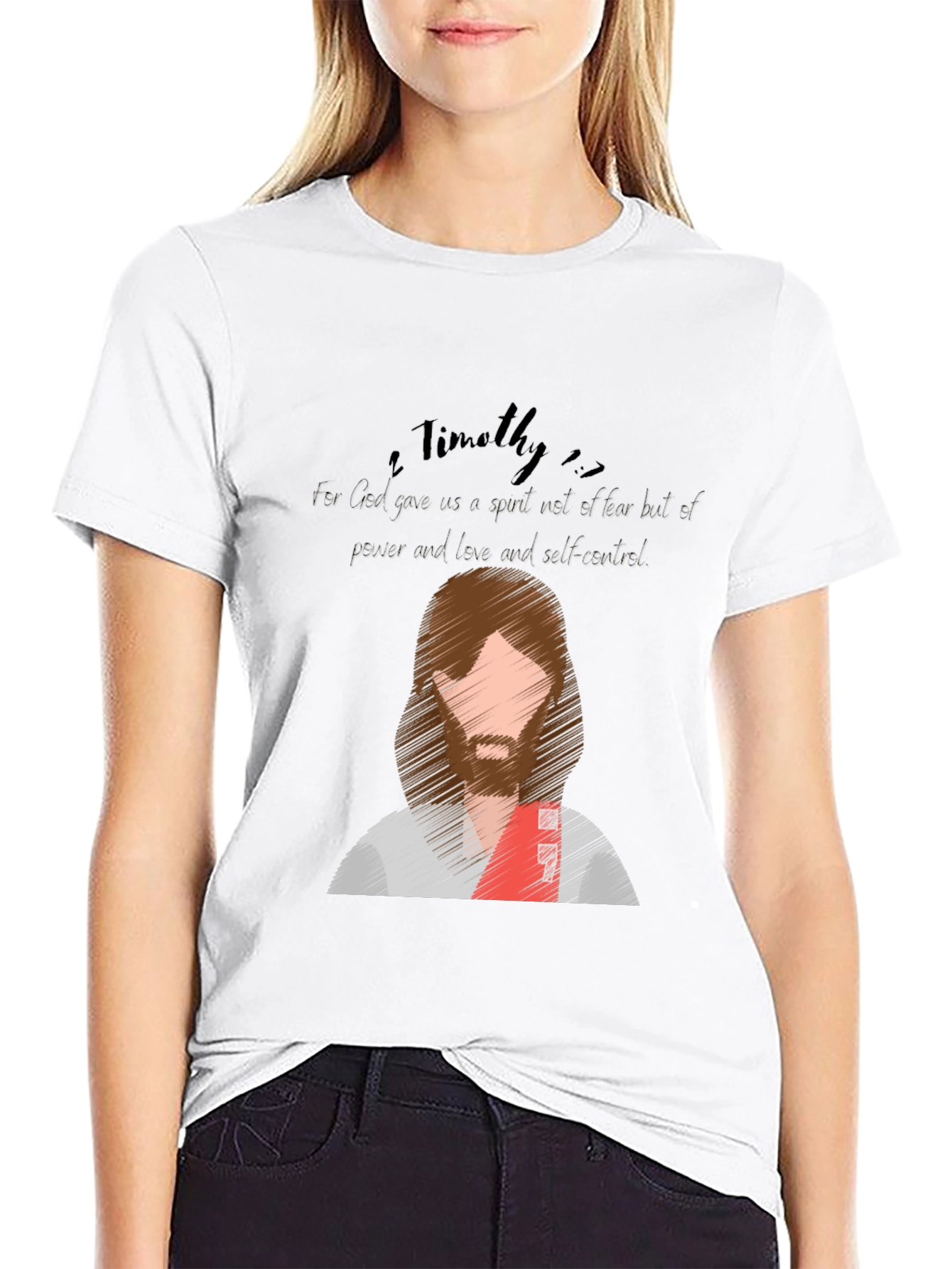 Black Faith-Inspired Tee: 2 Timothy Verse Shirt view 9