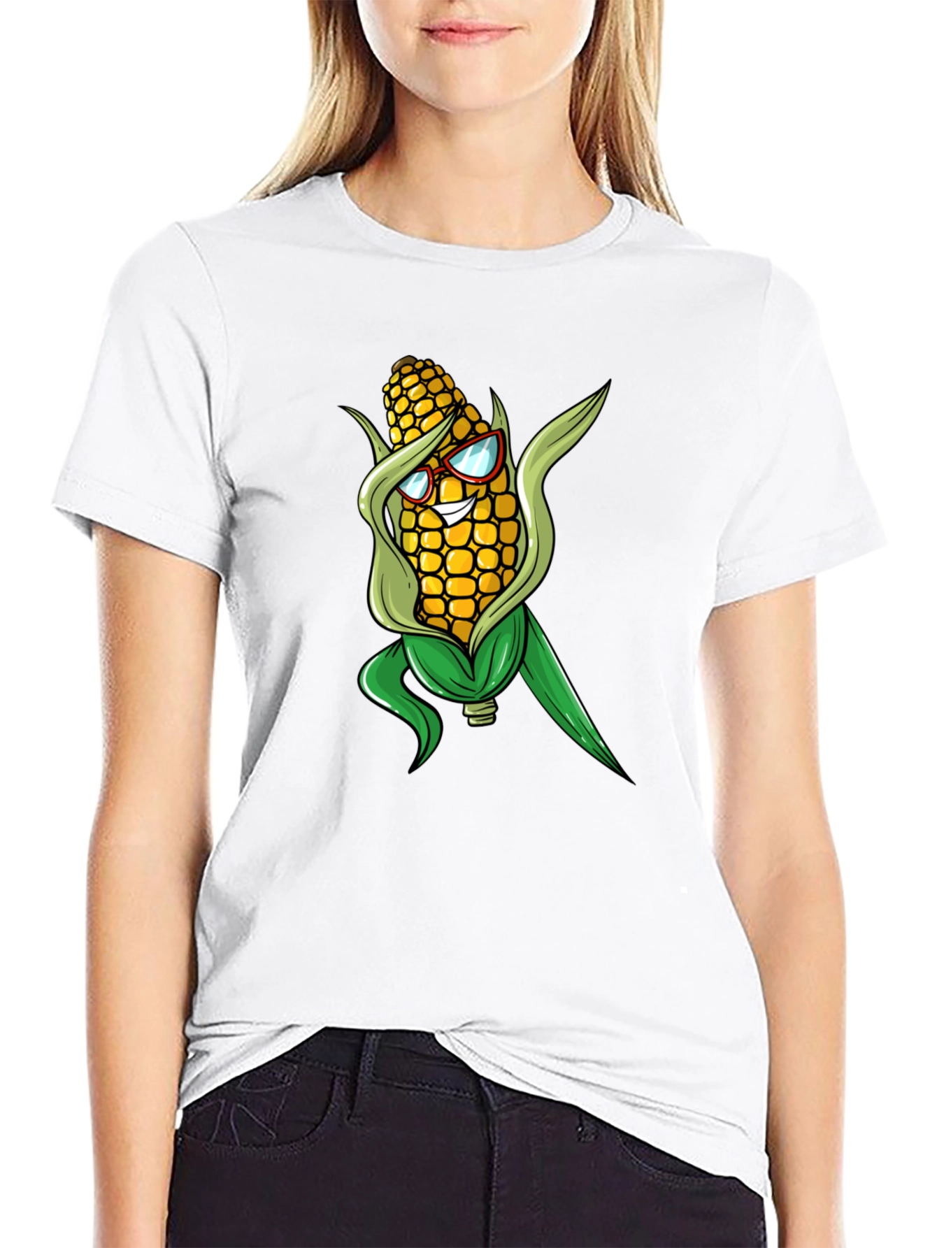 Black Corn with Glasses Graphic Tee view 9