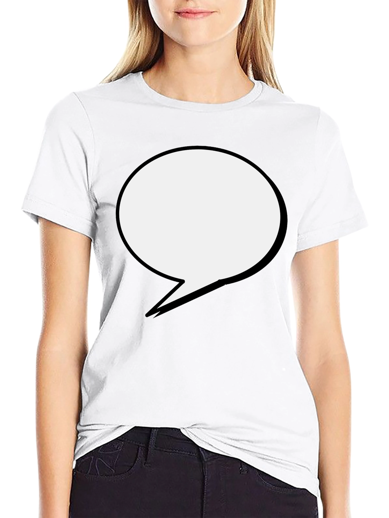 Black Black T-Shirt with Speech Bubble Design view 9