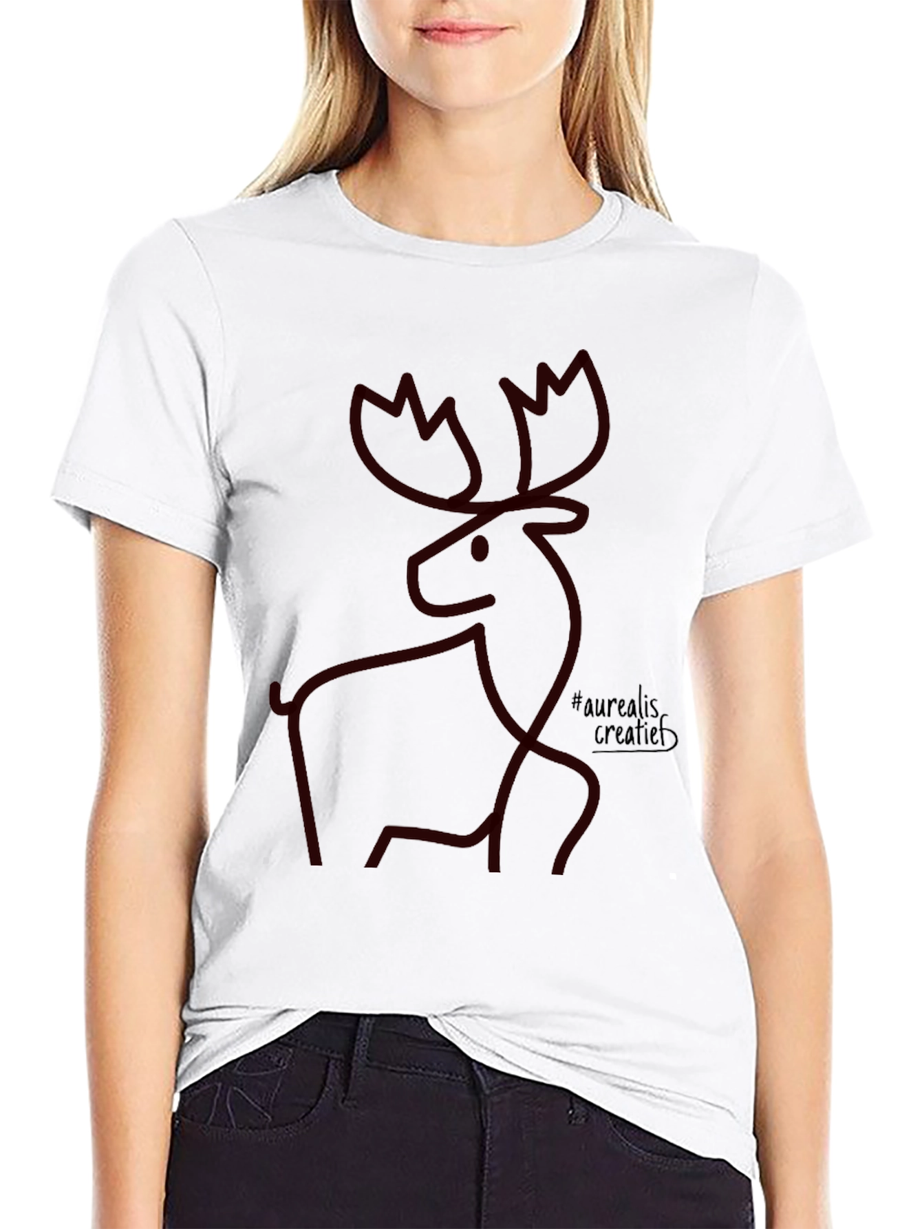Black Modern Moose Graphic Tee - Artistic Minimalist Design view 9