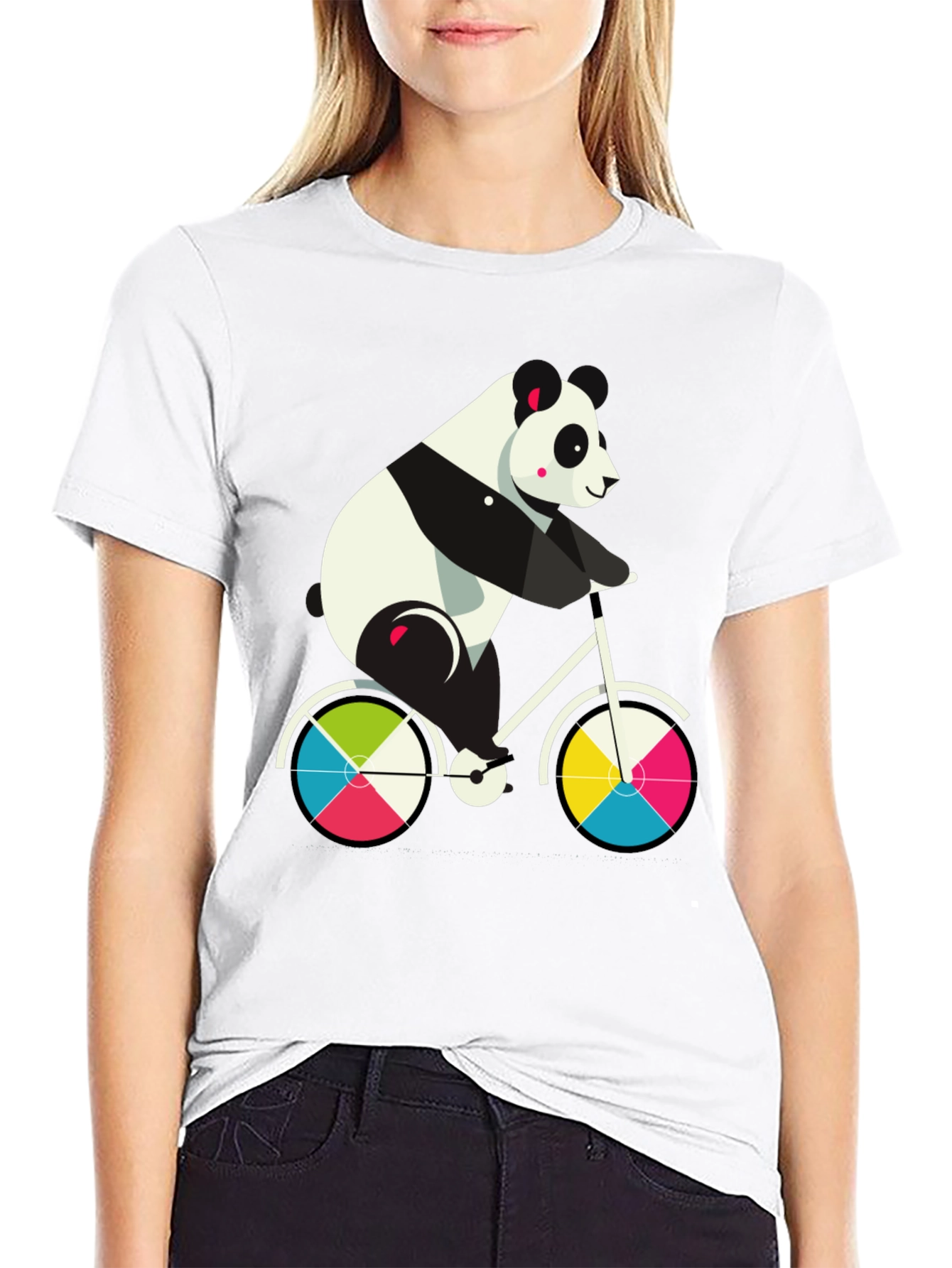 Black Panda on Bike Graphic Tee - Fun & Stylish Cotton T-Shirt view 9