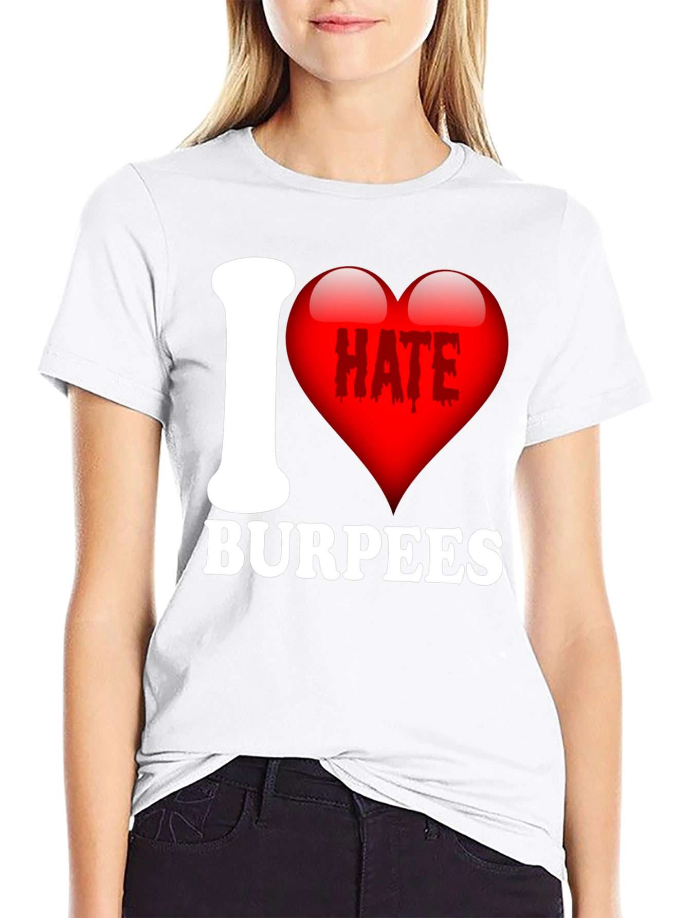 Black I Hate Burpees Funny Workout T-Shirt view 9