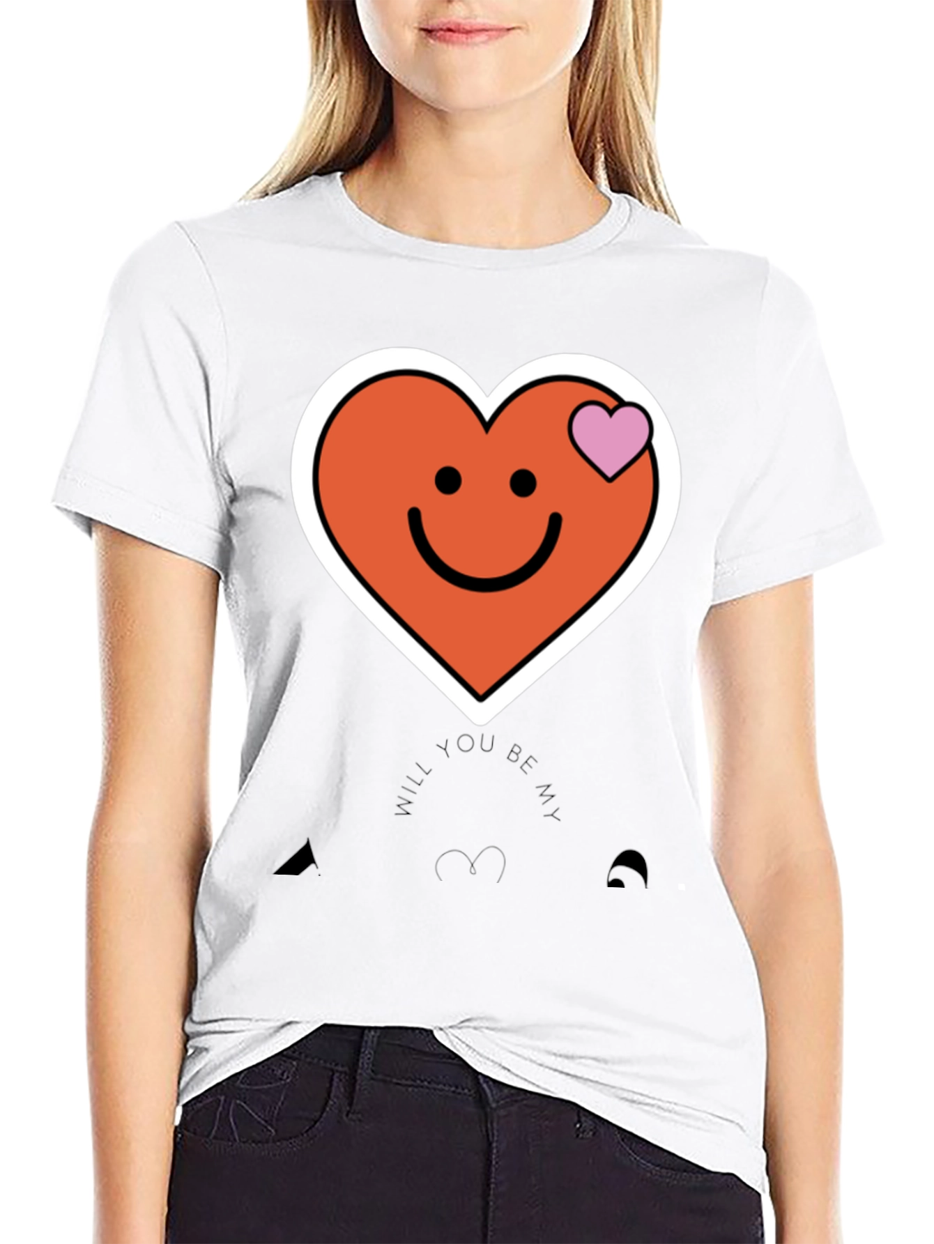Black Heart Smiley Face Graphic Tee view 9