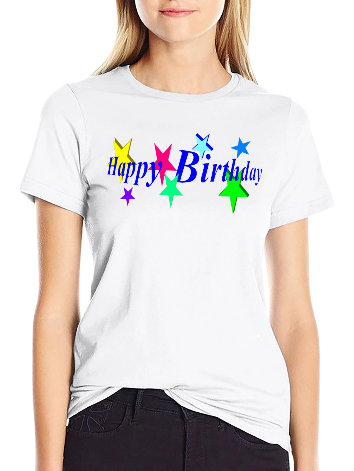 Black Happy Birthday Star Graphic Tee - Trendy Black T-Shirt view 9