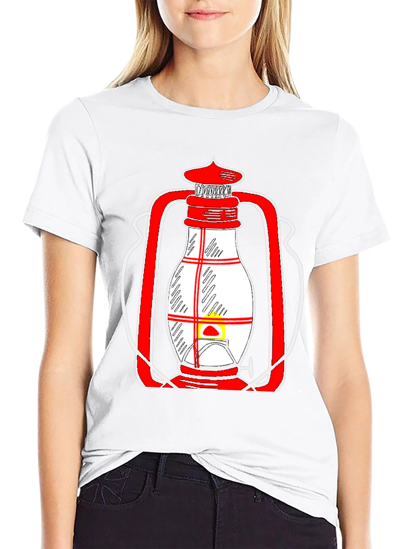 Black Lantern Graphic Tee - Unique Red and White Design view 9