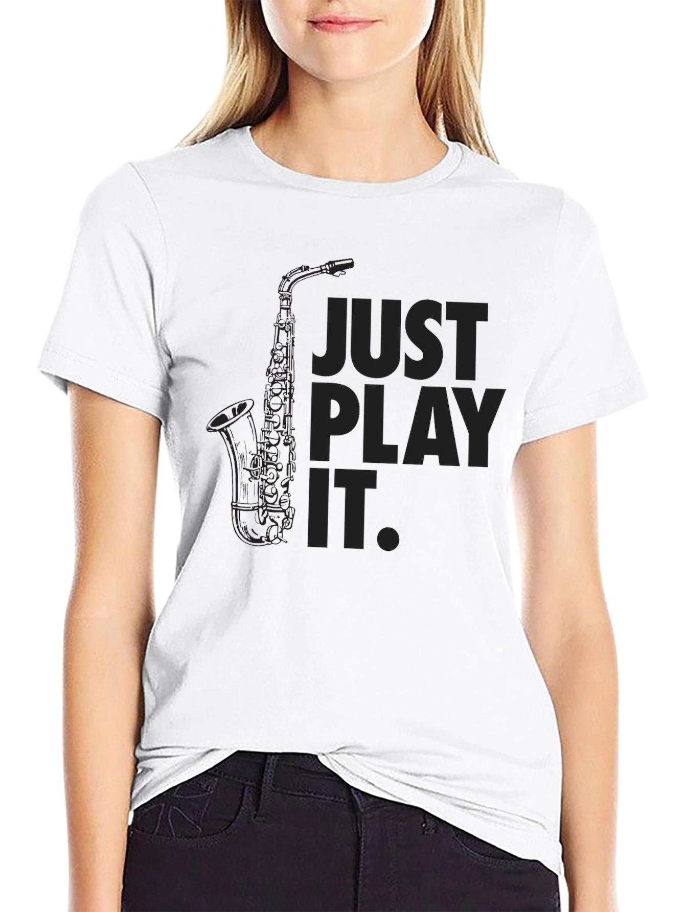 Black Just Play It Black Saxophone T-Shirt view 9