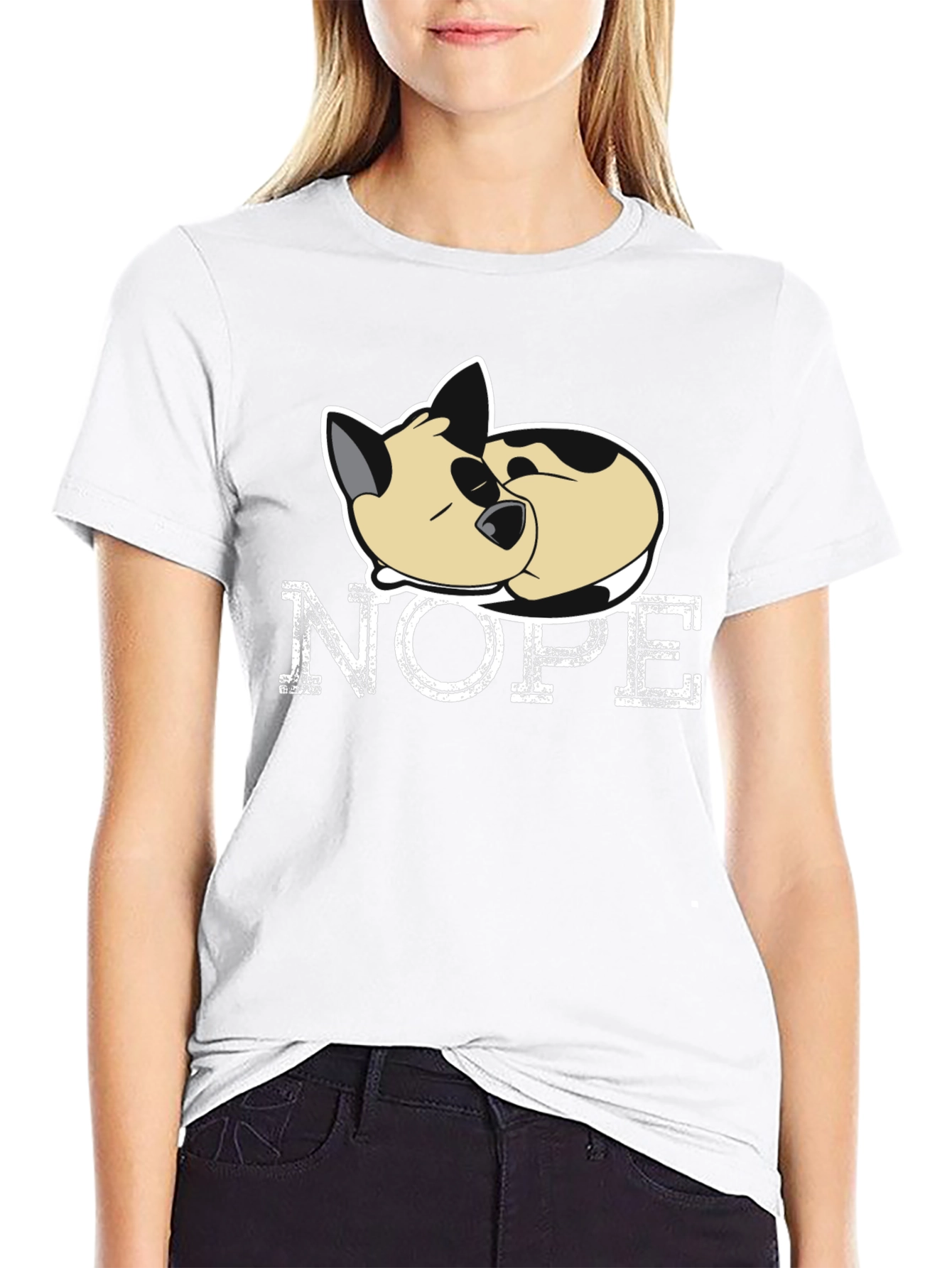 Black Nope Cat T-Shirt - Funny Lazy Cat Tee view 9