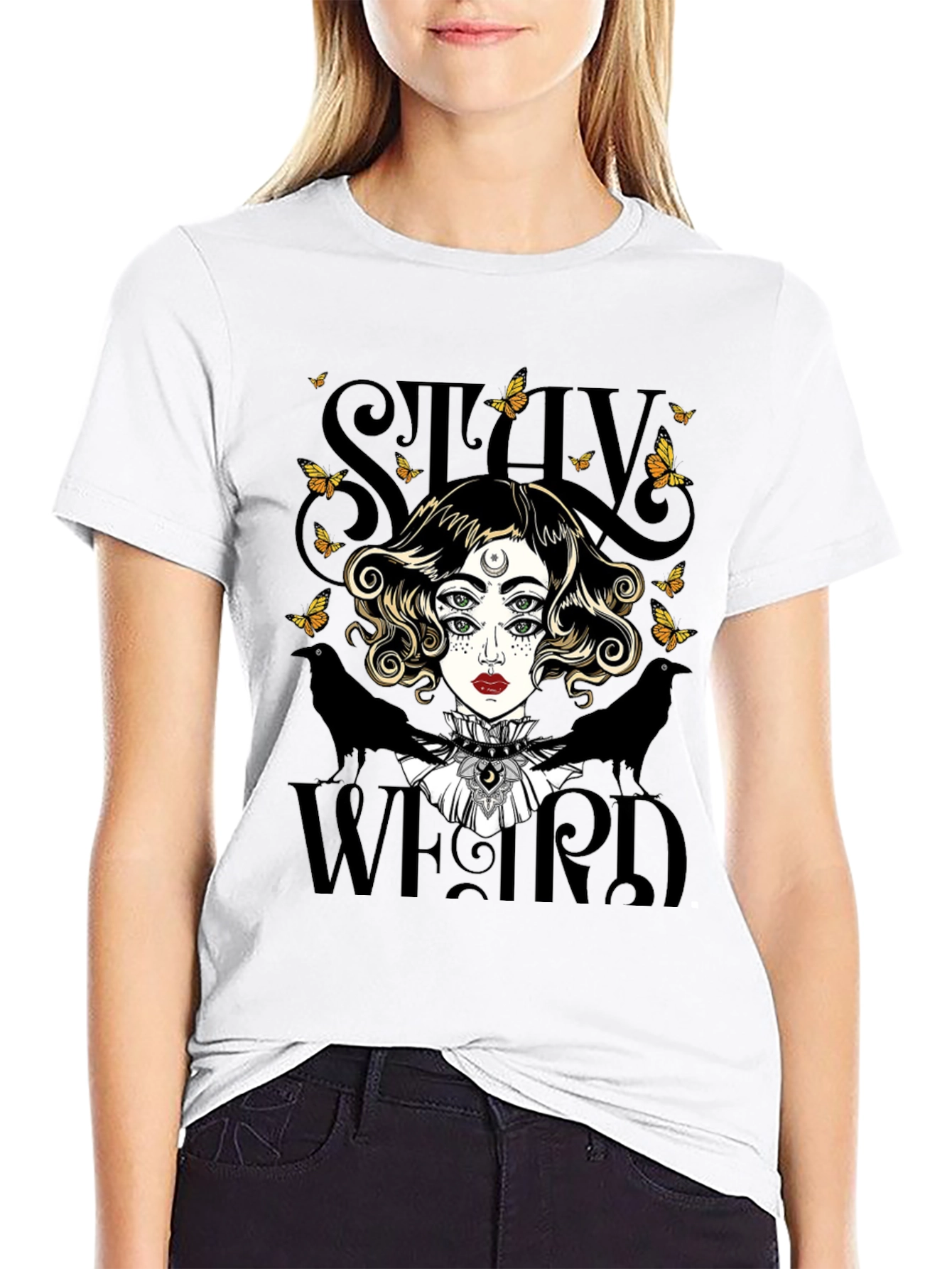 Black Stay Weird Graphic Tee - Unique & Stylish view 9